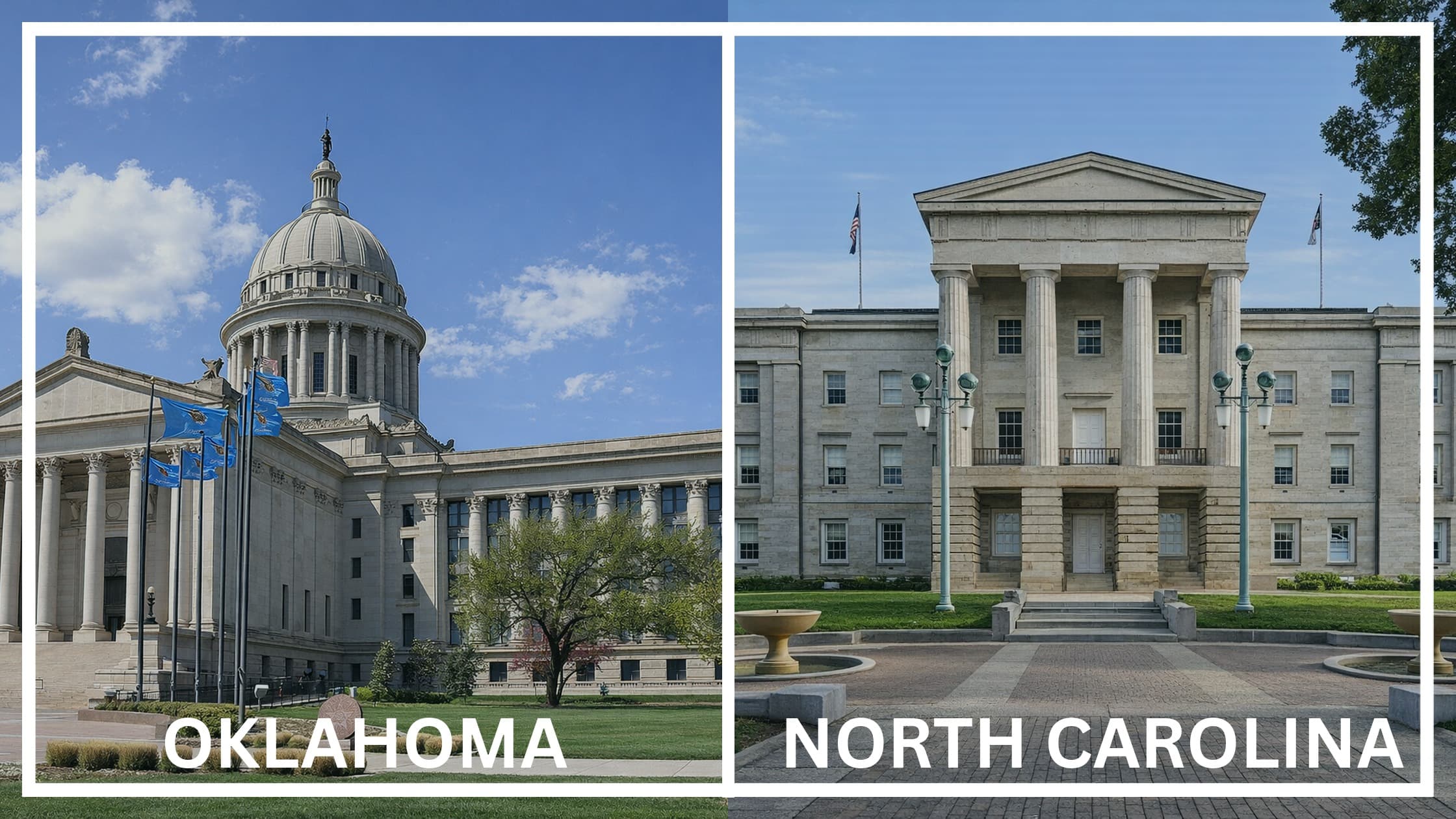 Comparing the state capitol buildings between Oklahoma and North Carolina.