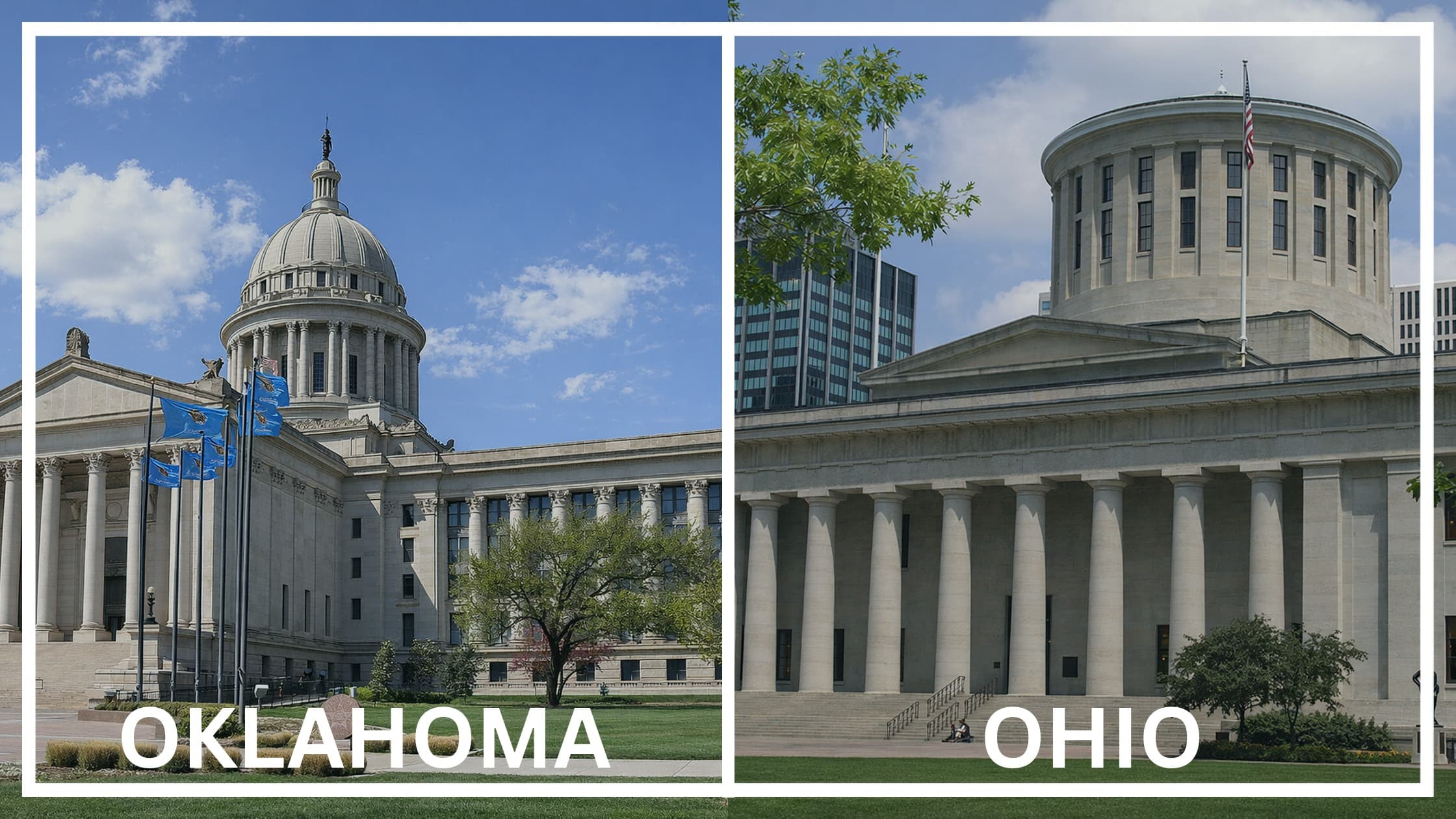 Comparing the state capitol buildings between Oklahoma and Ohio.