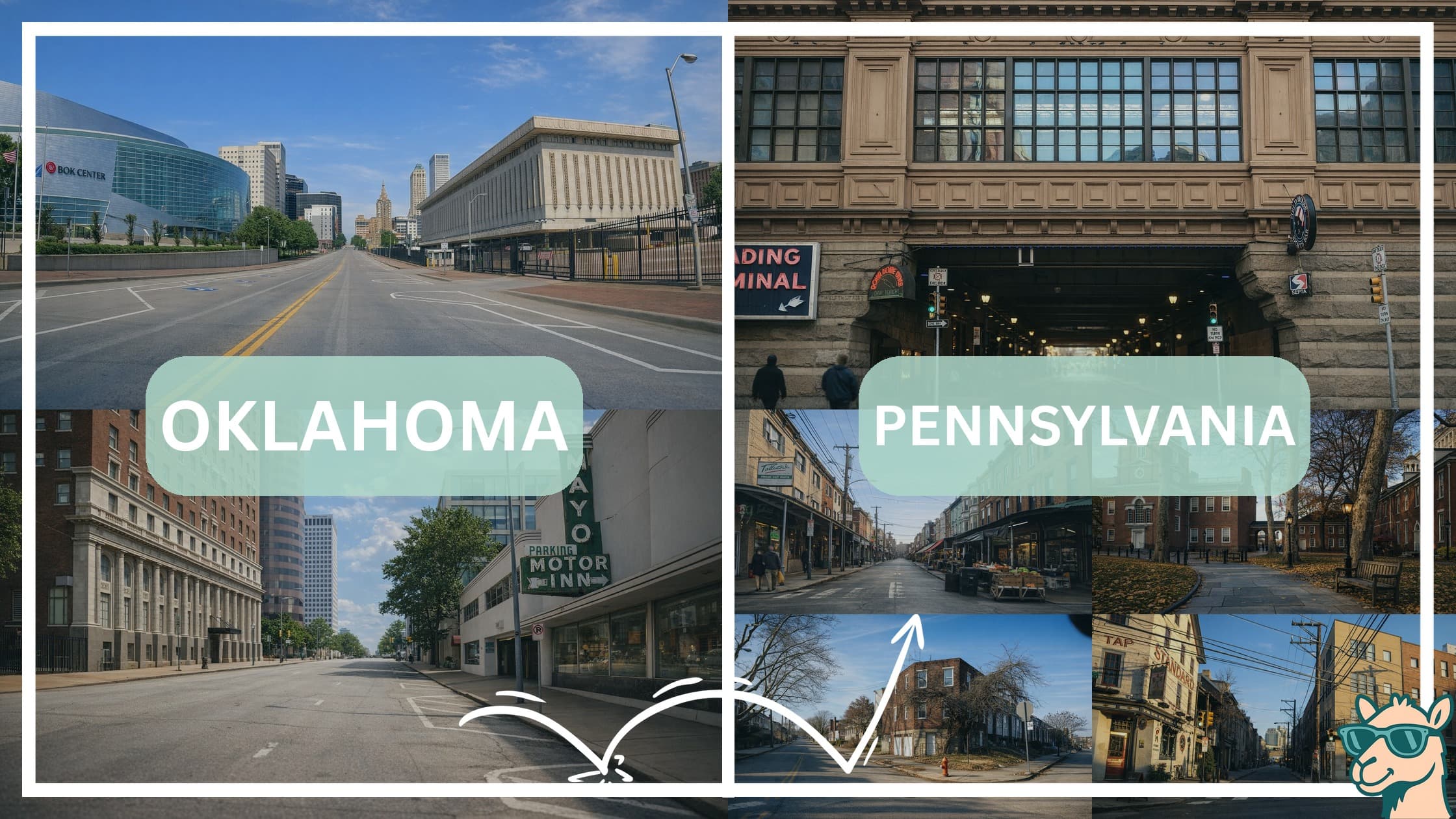 comparison of hotspots between neighborhoods in Oklahoma and Pennsylvania