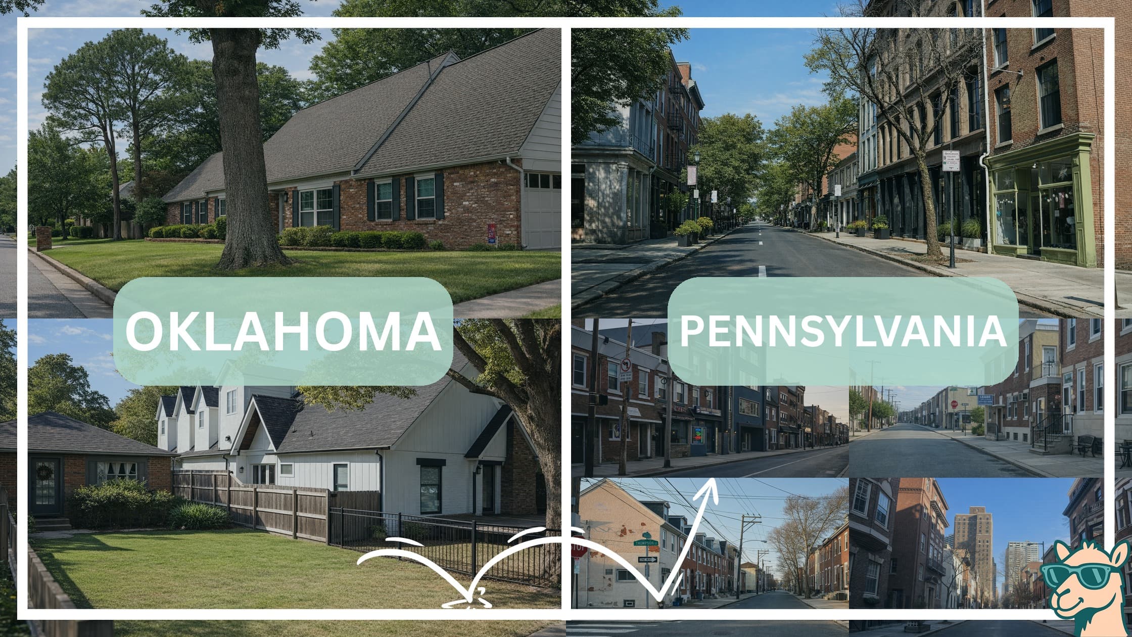 comparison of housing options and types between neighborhoods in Oklahoma and Pennsylvania