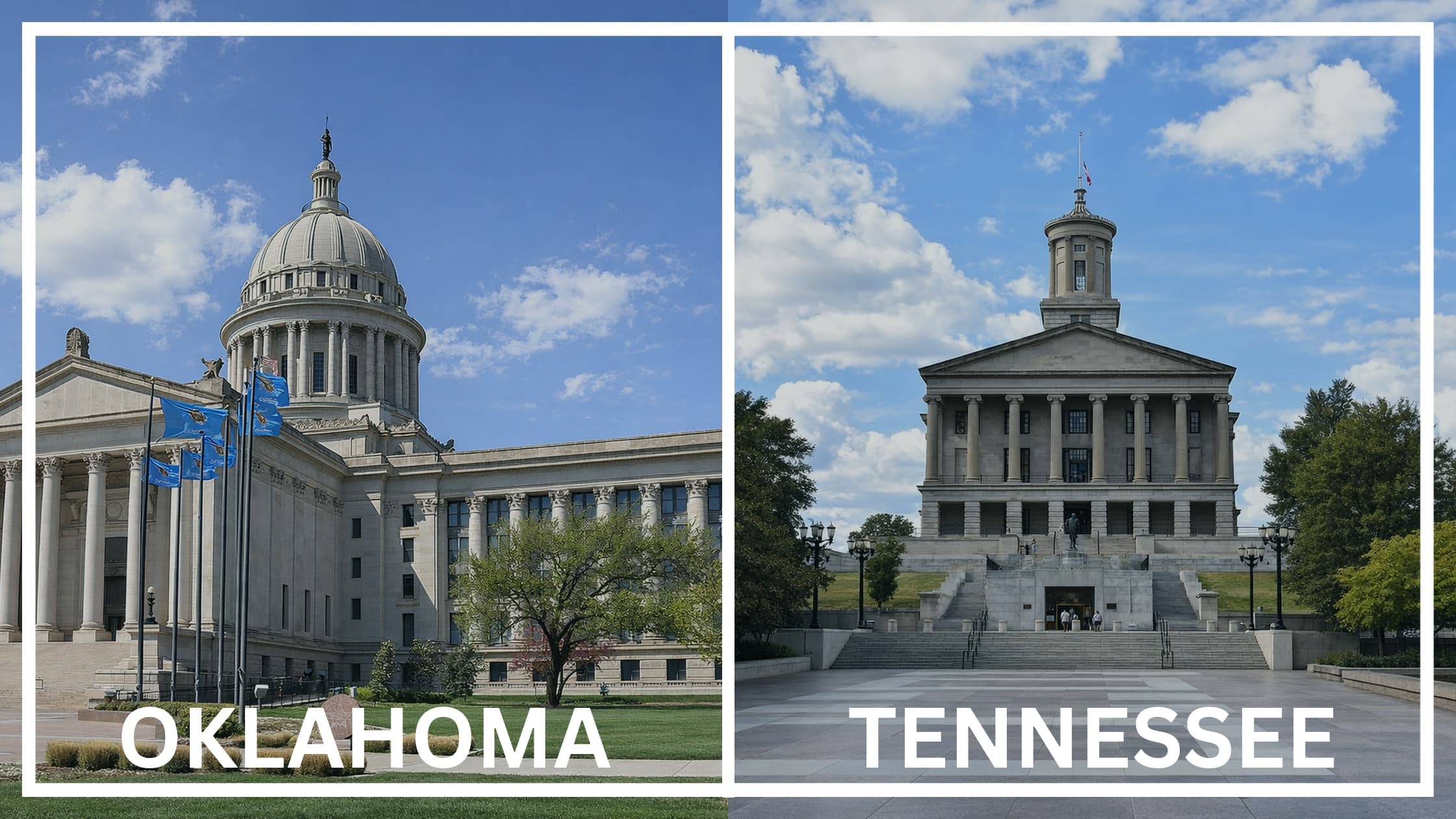 Comparing the state capitol buildings between Oklahoma and Tennessee.