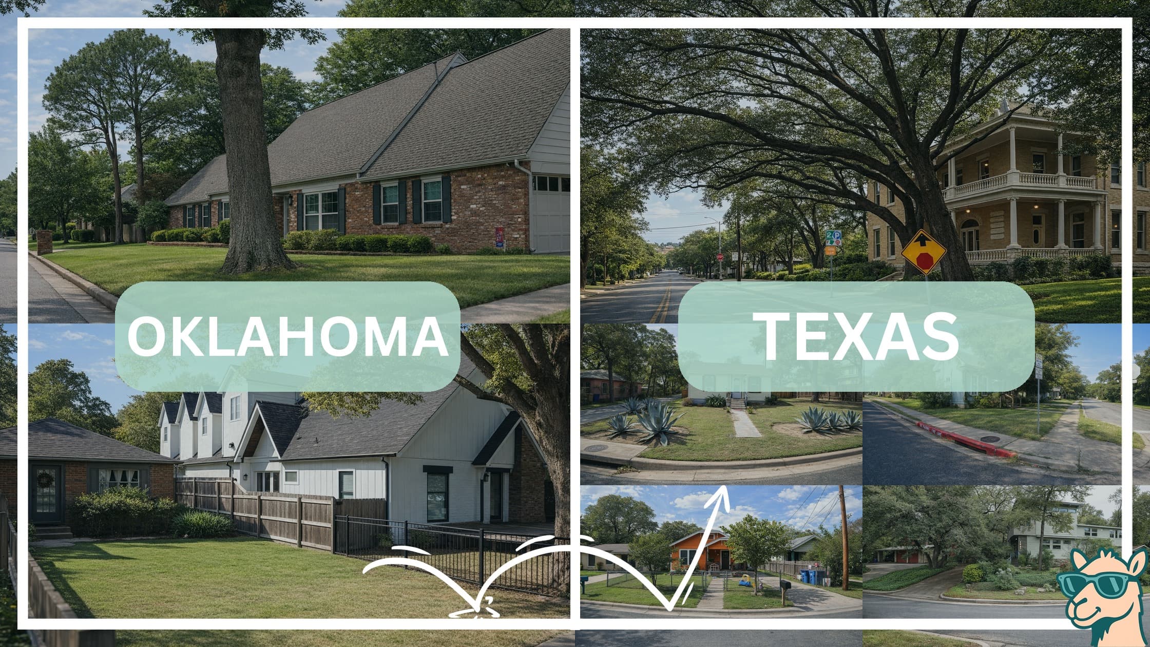 comparison of housing options and types between neighborhoods in Oklahoma and Texas