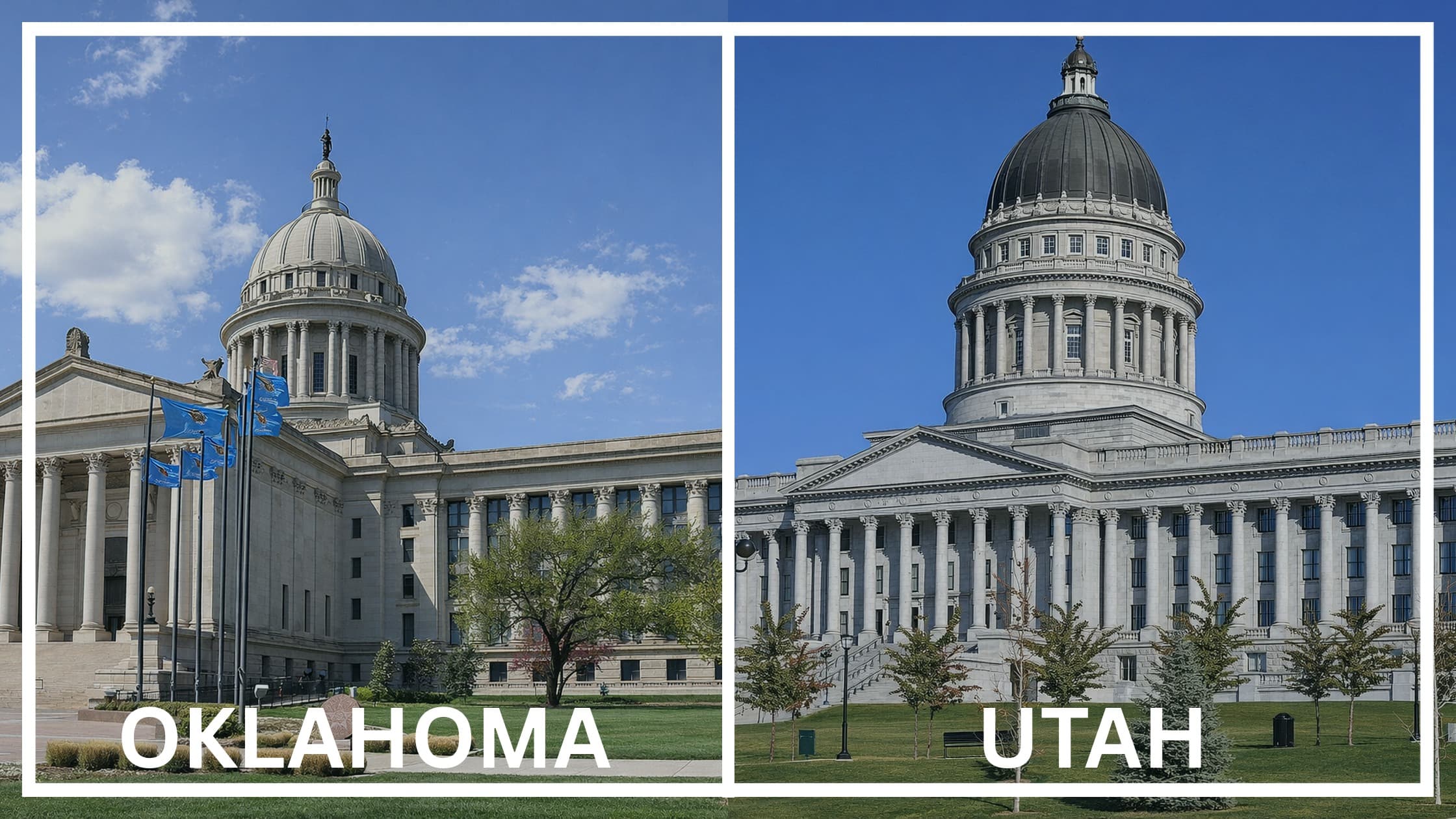 Comparing the state capitol buildings between Oklahoma and Utah.