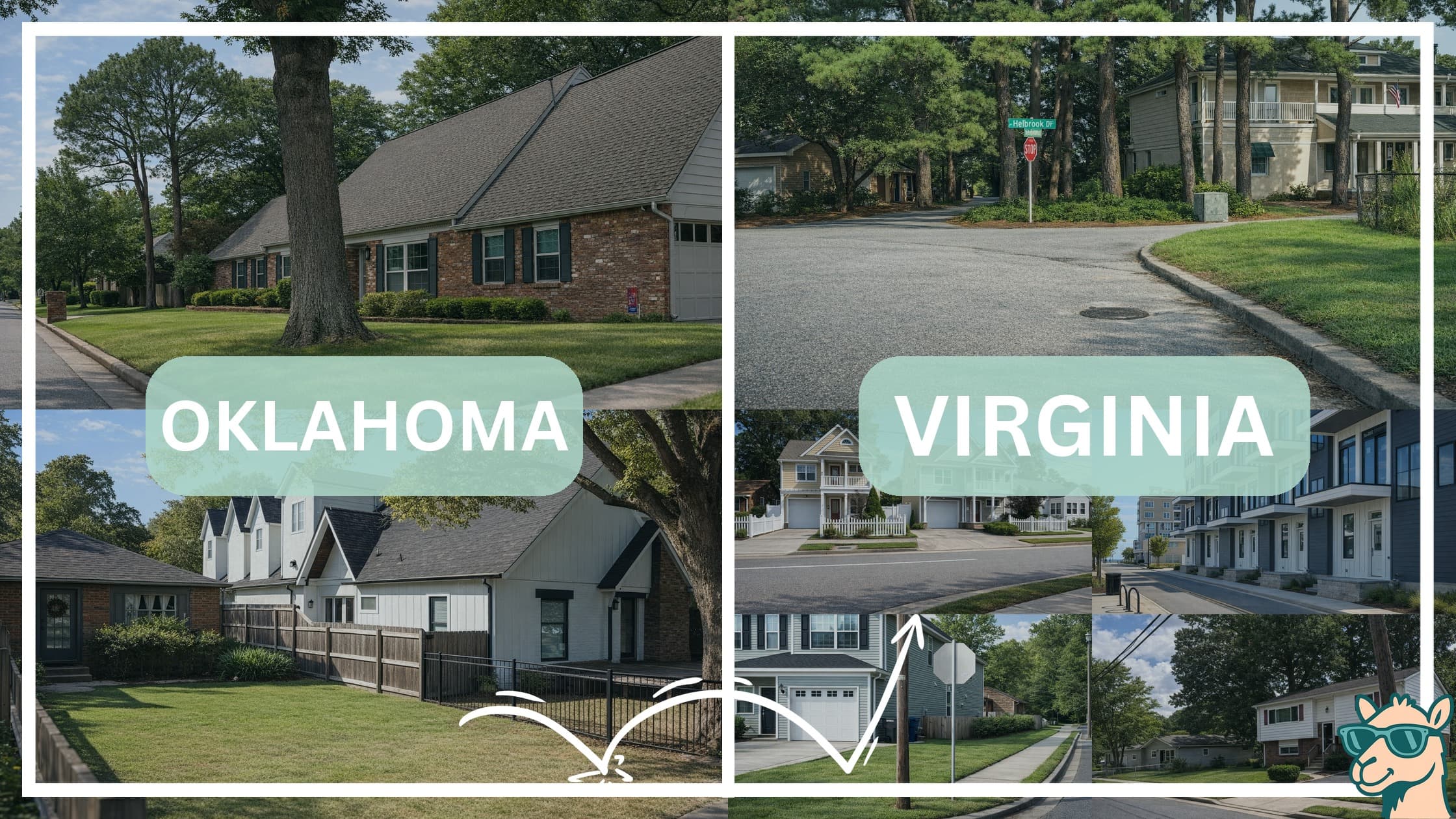 comparison of housing options and types between neighborhoods in Oklahoma and Virginia