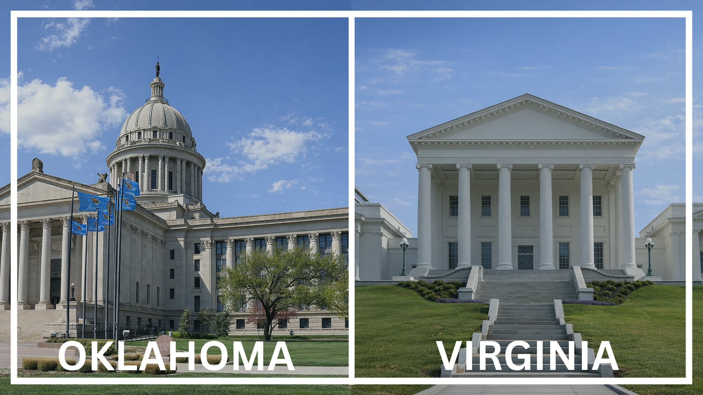 Comparing the state capitol buildings between Oklahoma and Virginia.