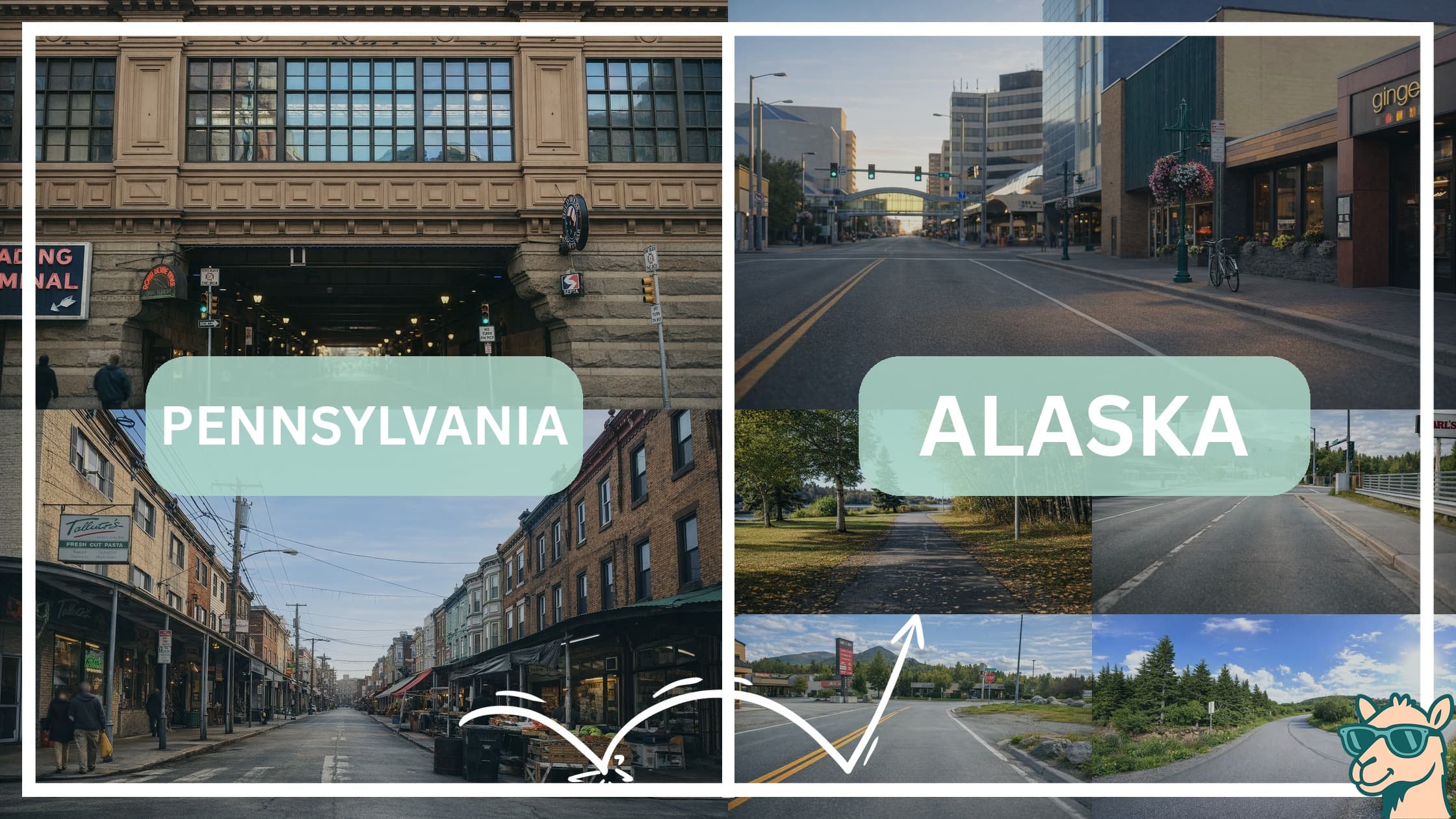 comparison of hotspots between neighborhoods in Pennsylvania and Alaska