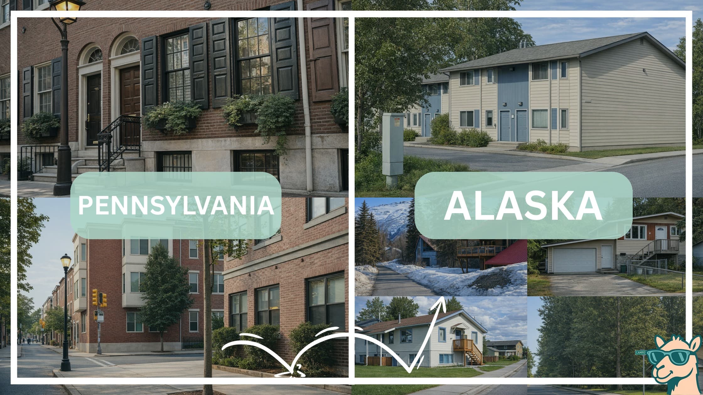 comparison of housing options and types between neighborhoods in Pennsylvania and Alaska