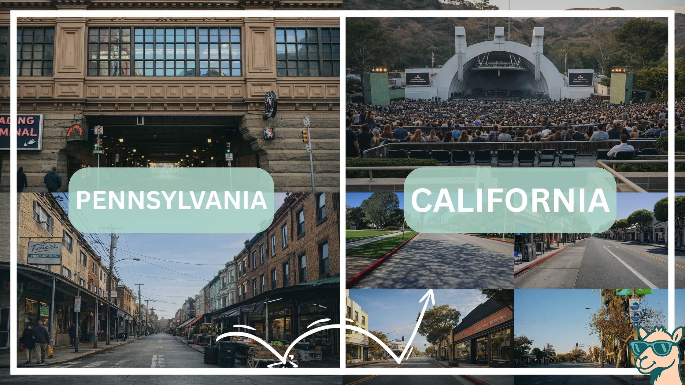 comparison of hotspots between neighborhoods in Pennsylvania and California