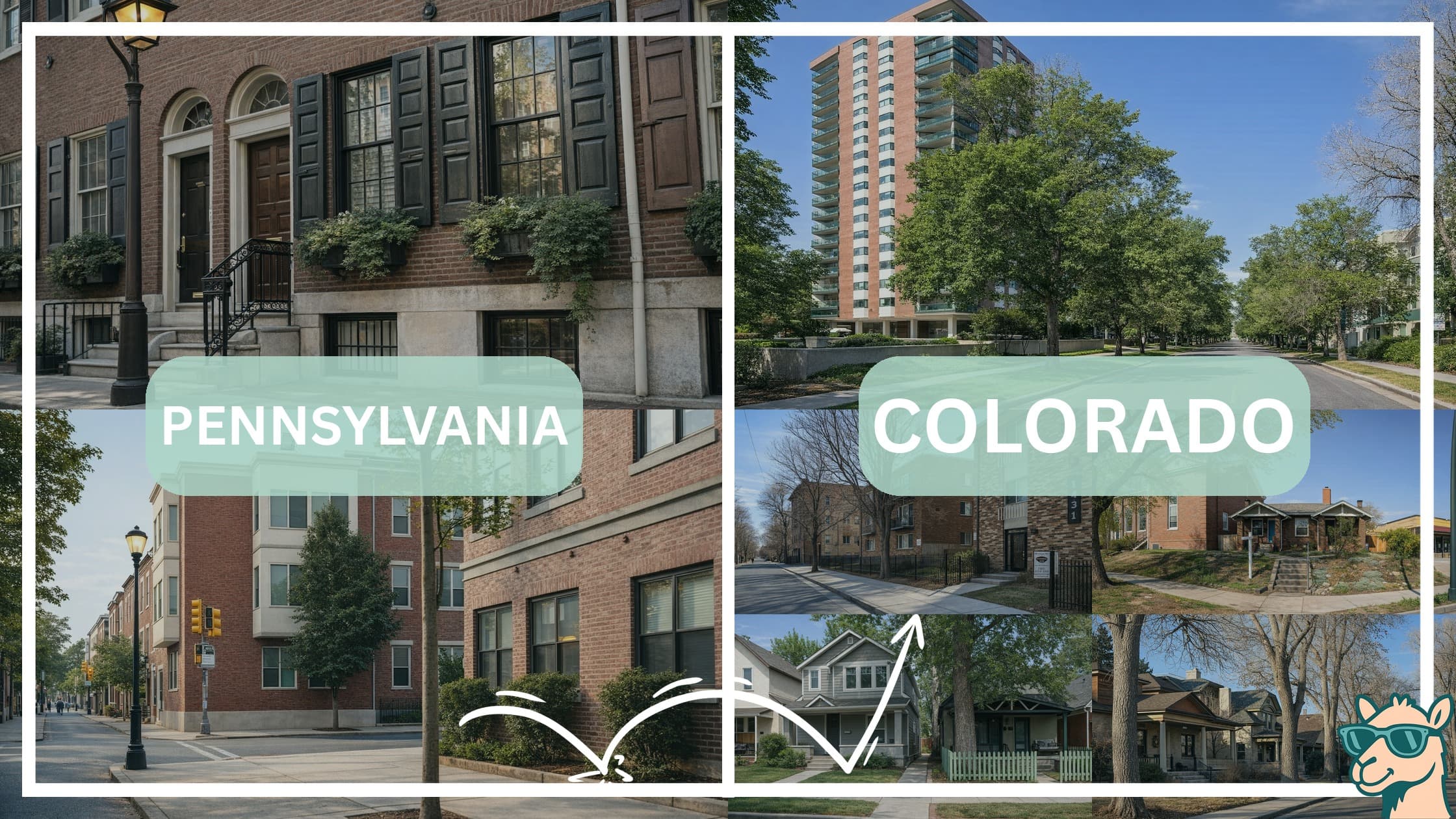 comparison of housing options and types between neighborhoods in Pennsylvania and Colorado