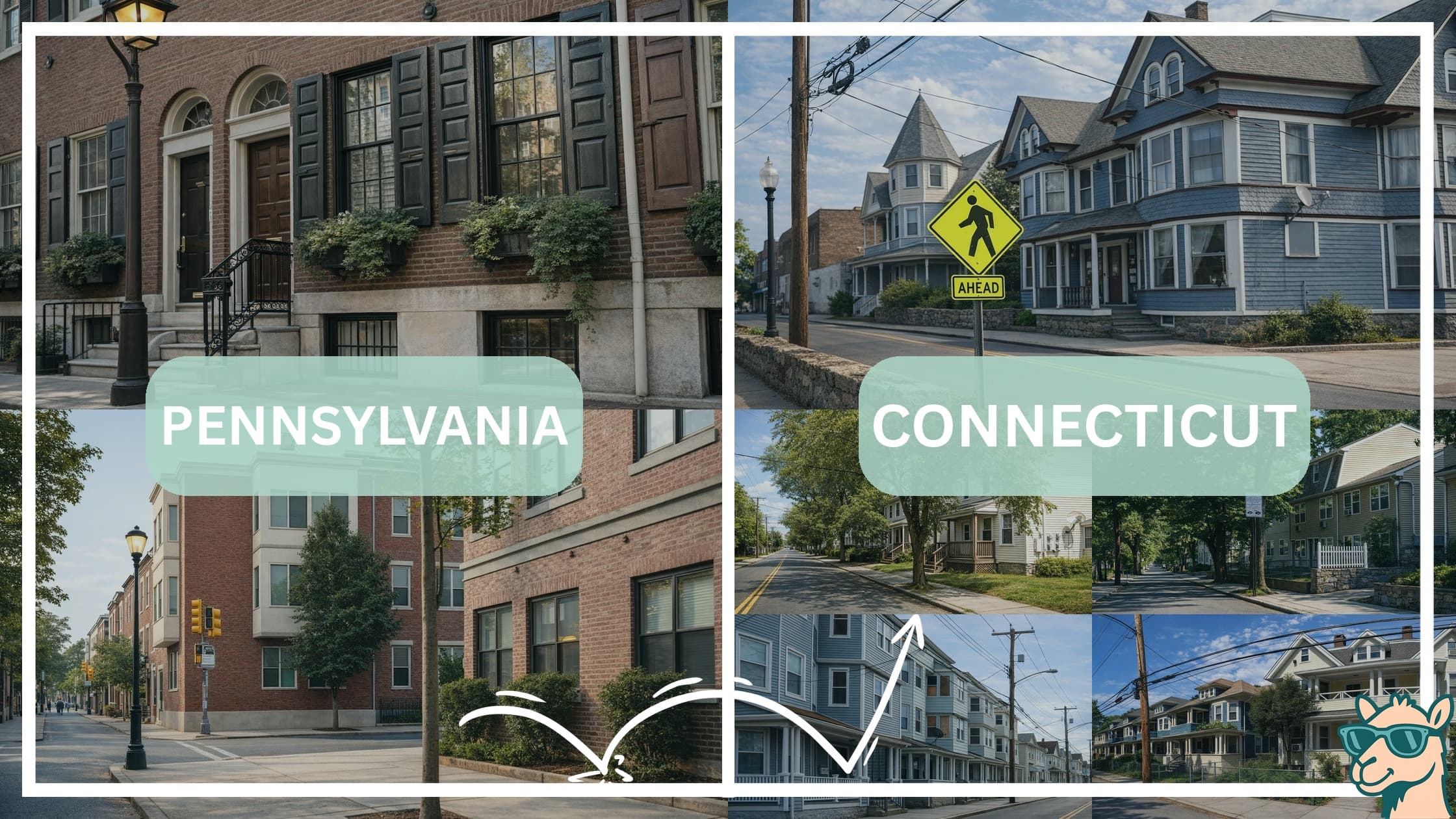 comparison of housing options and types between neighborhoods in Pennsylvania and Connecticut