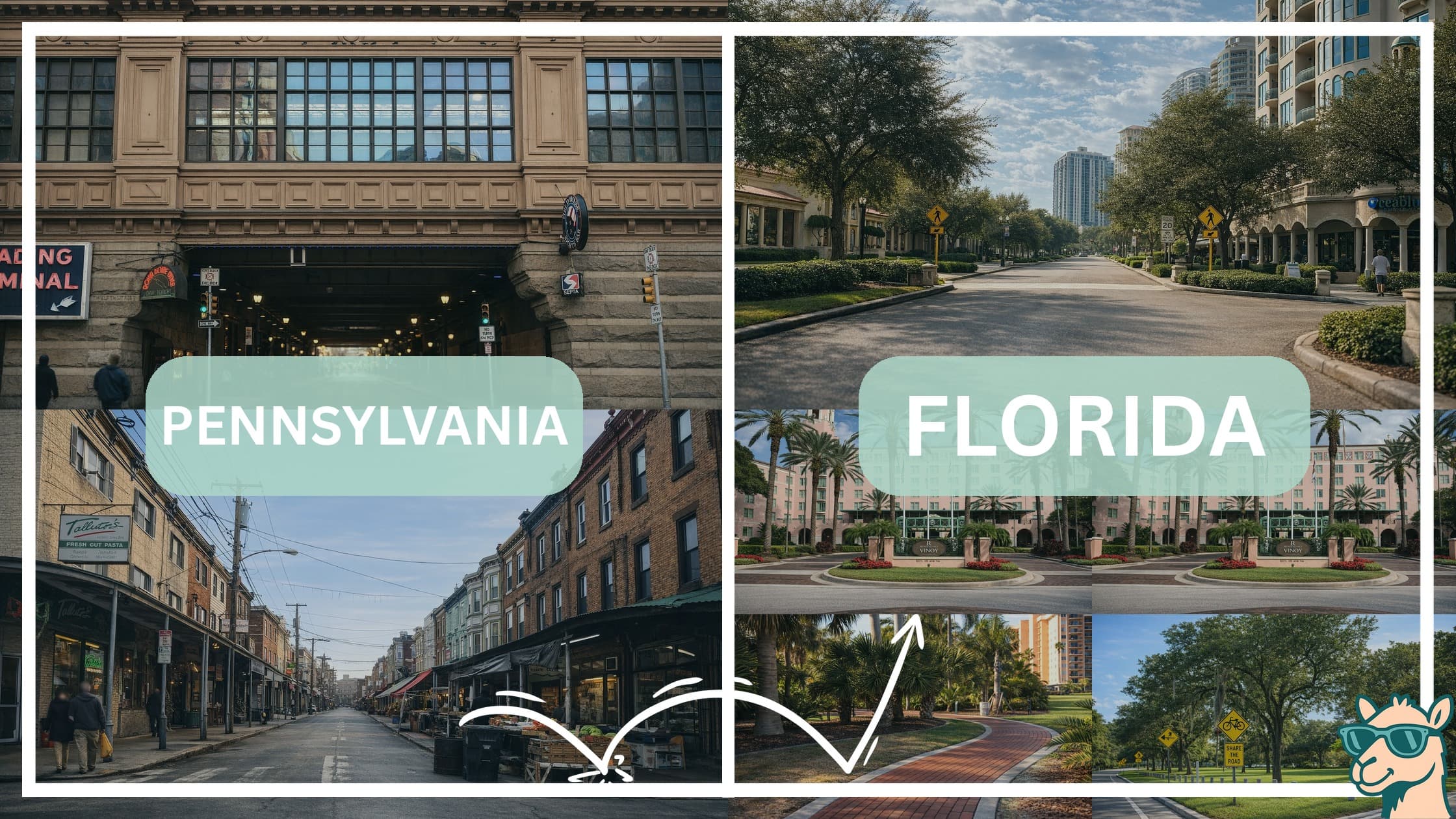 comparison of hotspots between neighborhoods in Pennsylvania and Florida