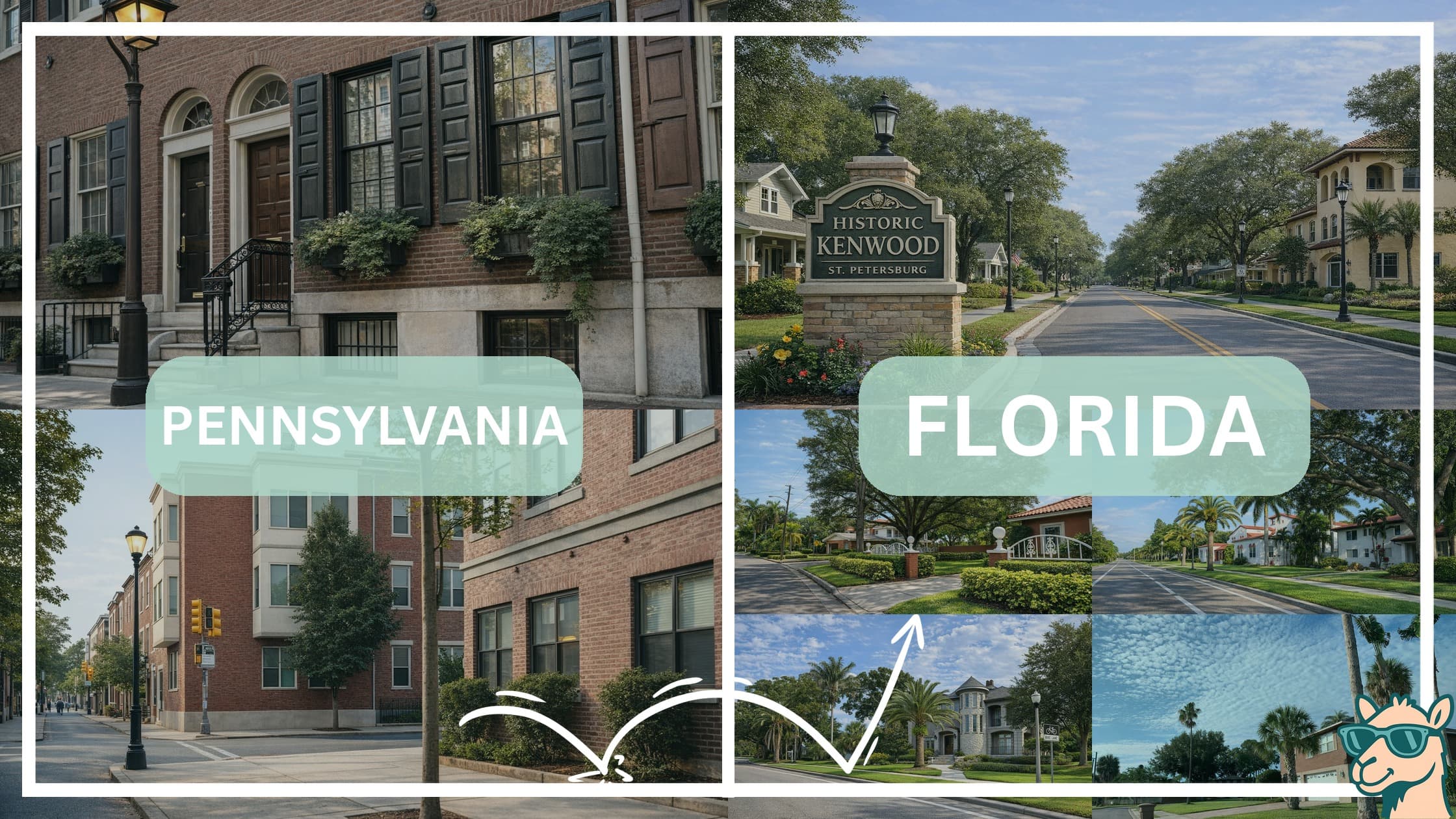 comparison of housing options and types between neighborhoods in Pennsylvania and Florida