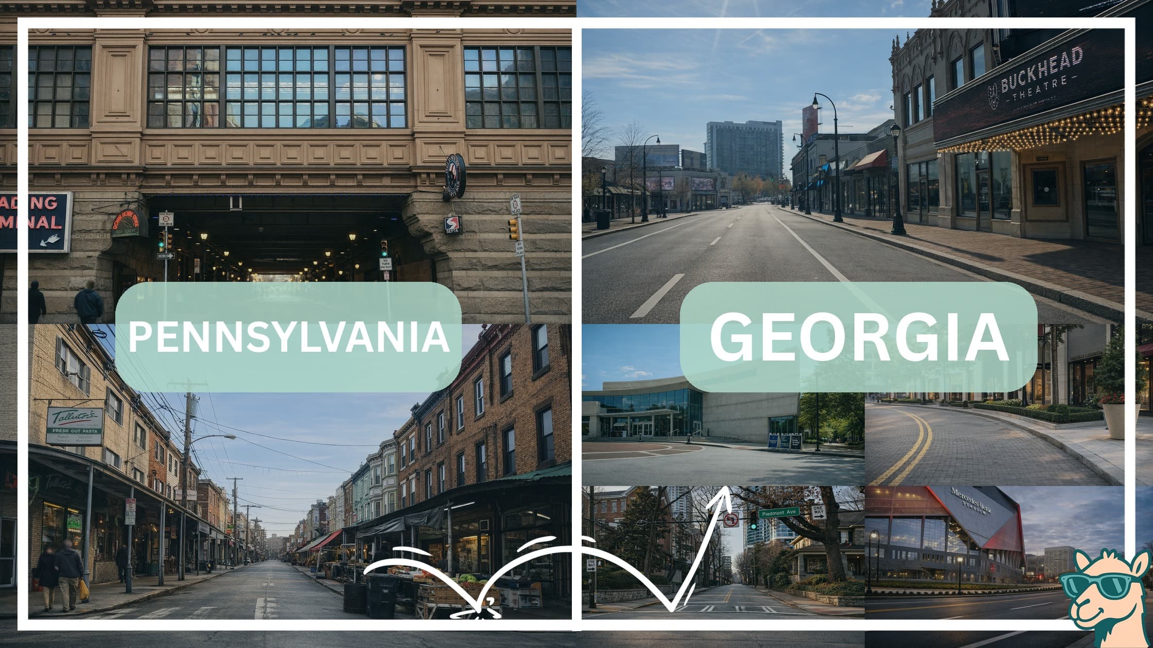 comparison of hotspots between neighborhoods in Pennsylvania and Georgia