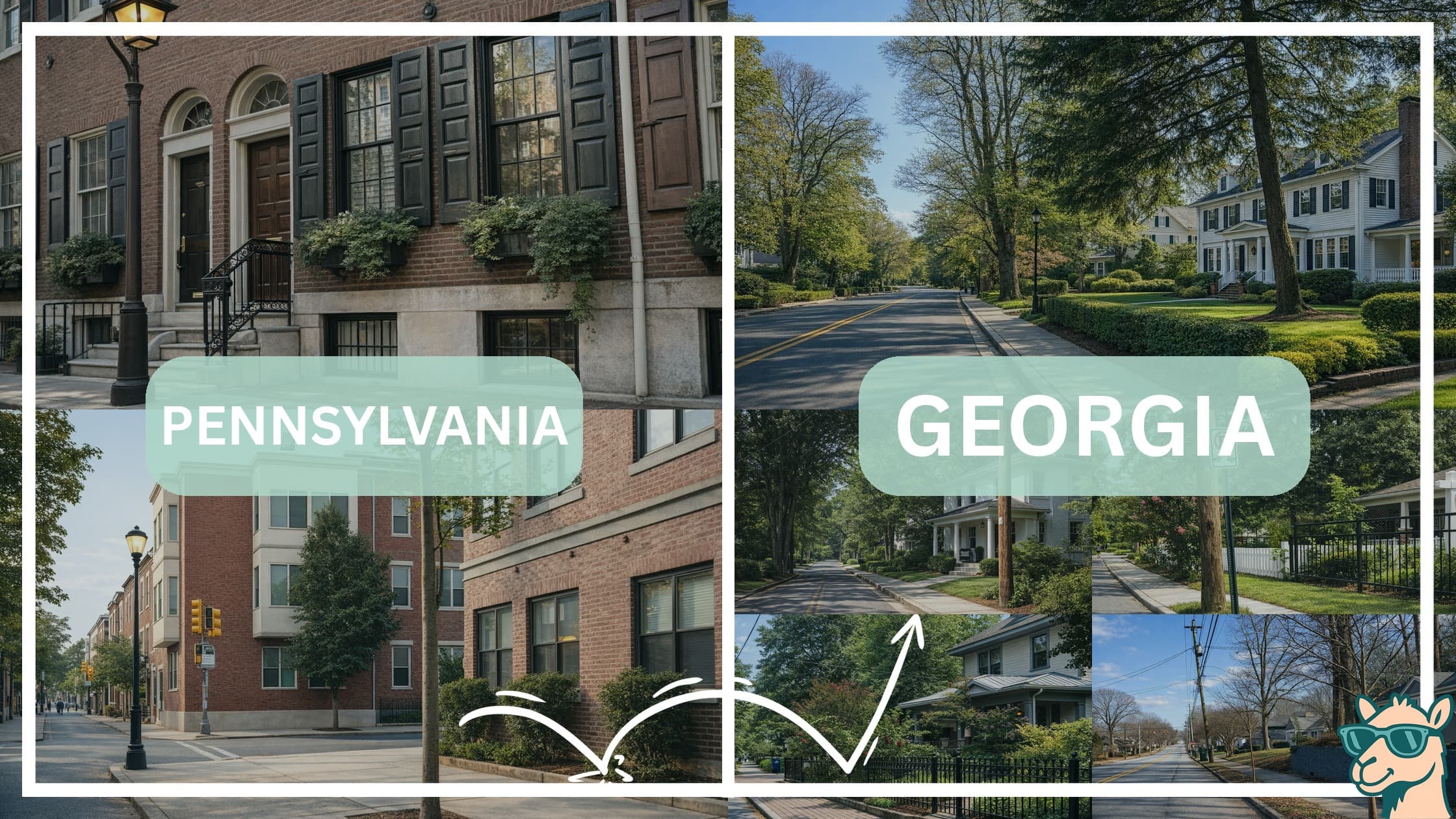 comparison of housing options and types between neighborhoods in Pennsylvania and Georgia
