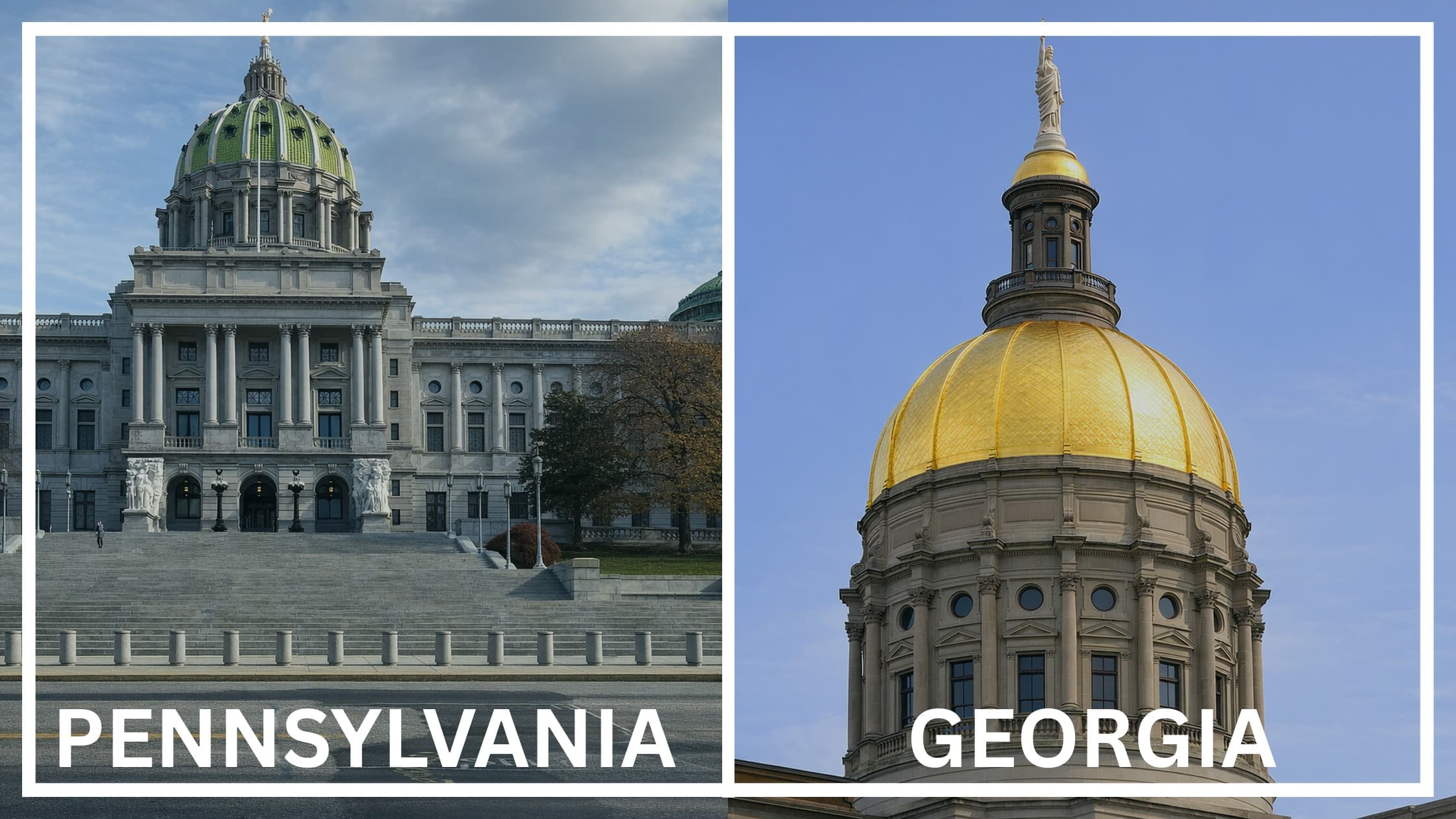 Comparing the state capitol buildings between Pennsylvania and Georgia.