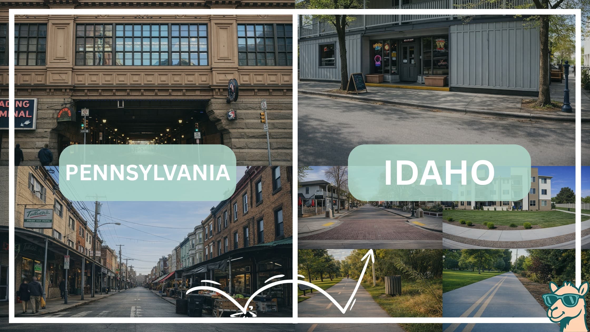 comparison of hotspots between neighborhoods in Pennsylvania and Idaho