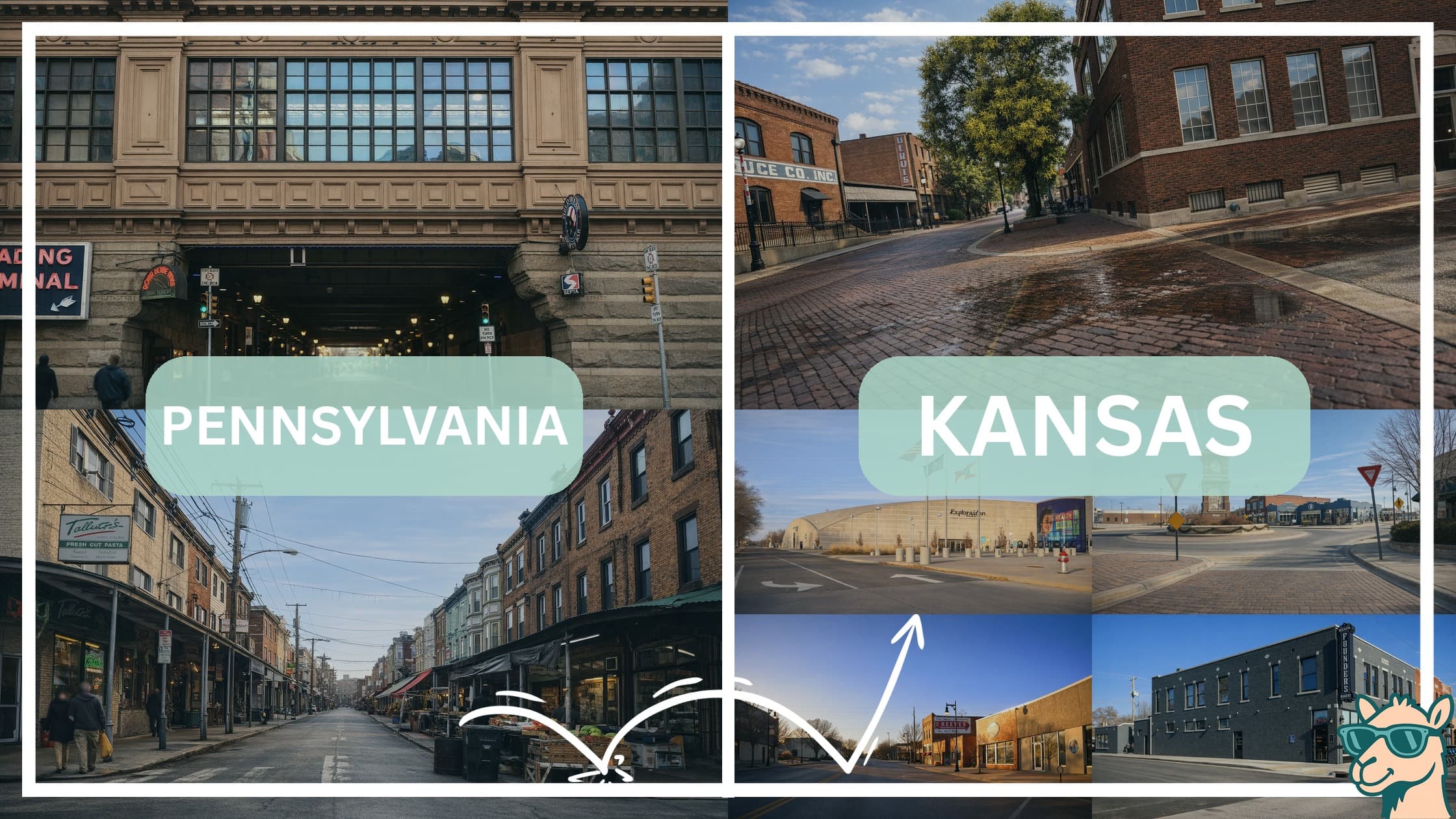 comparison of hotspots between neighborhoods in Pennsylvania and Kansas