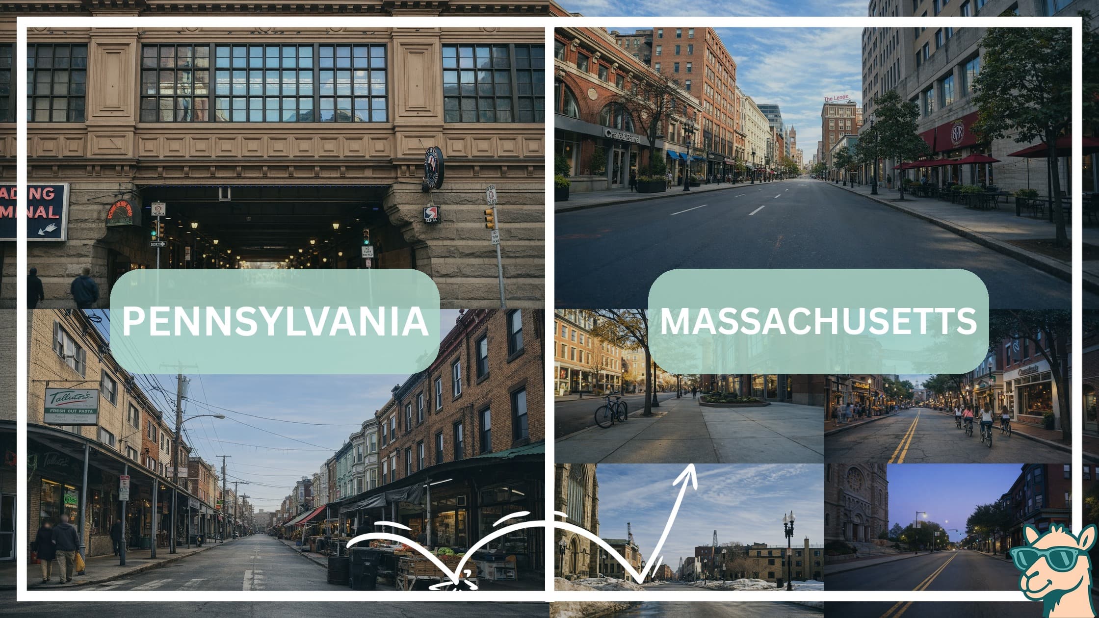 comparison of hotspots between neighborhoods in Pennsylvania and Massachusetts