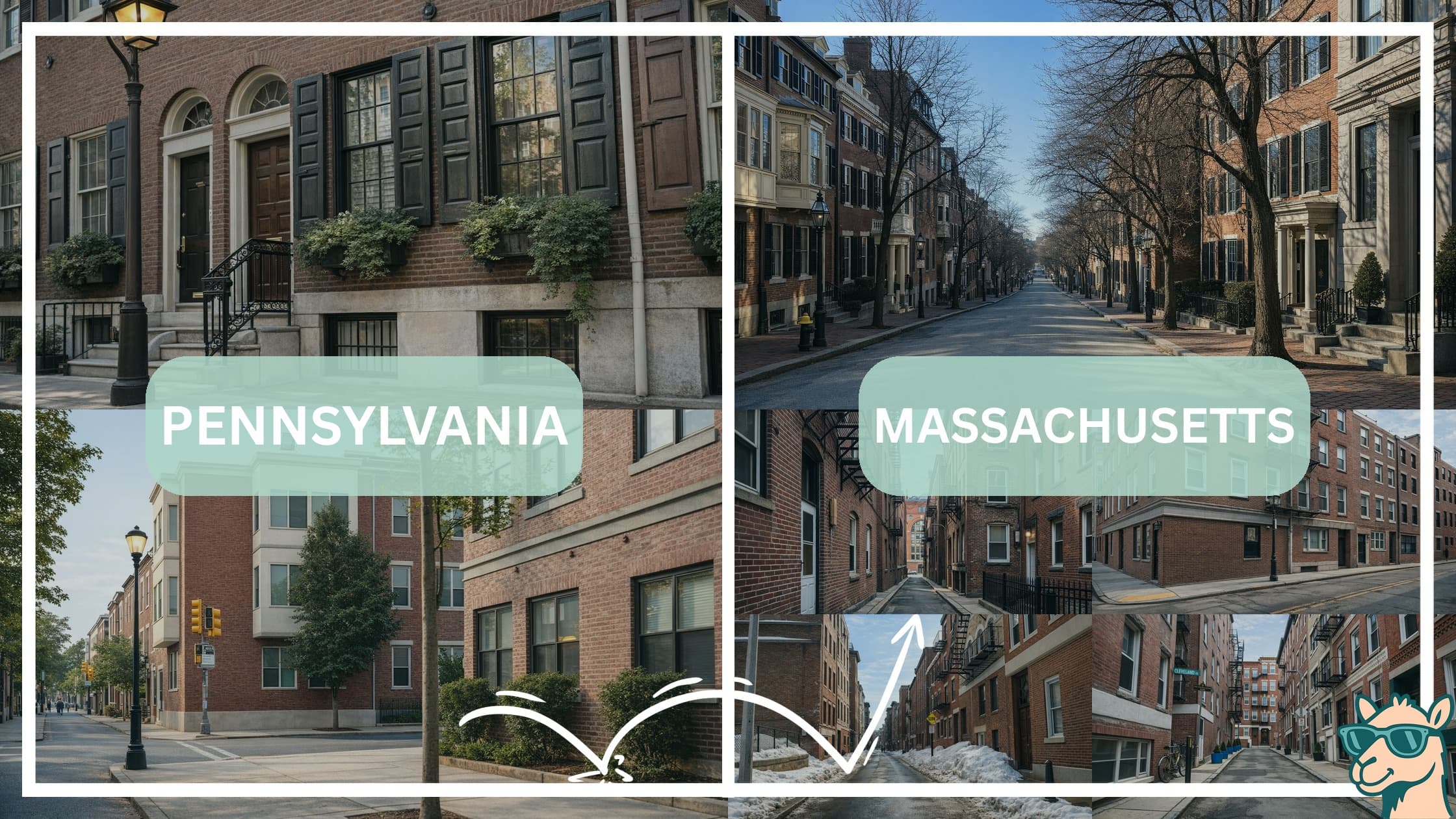 comparison of housing options and types between neighborhoods in Pennsylvania and Massachusetts