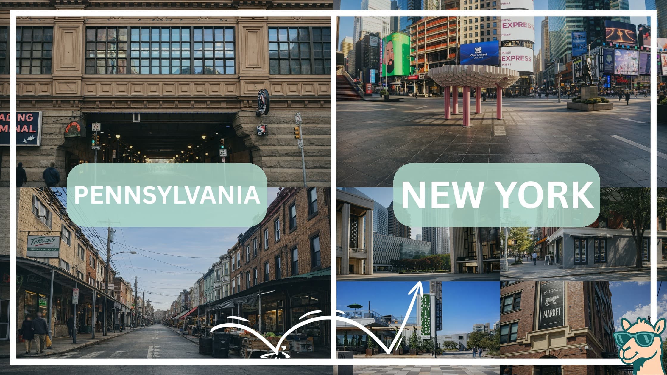 comparison of hotspots between neighborhoods in Pennsylvania and New York