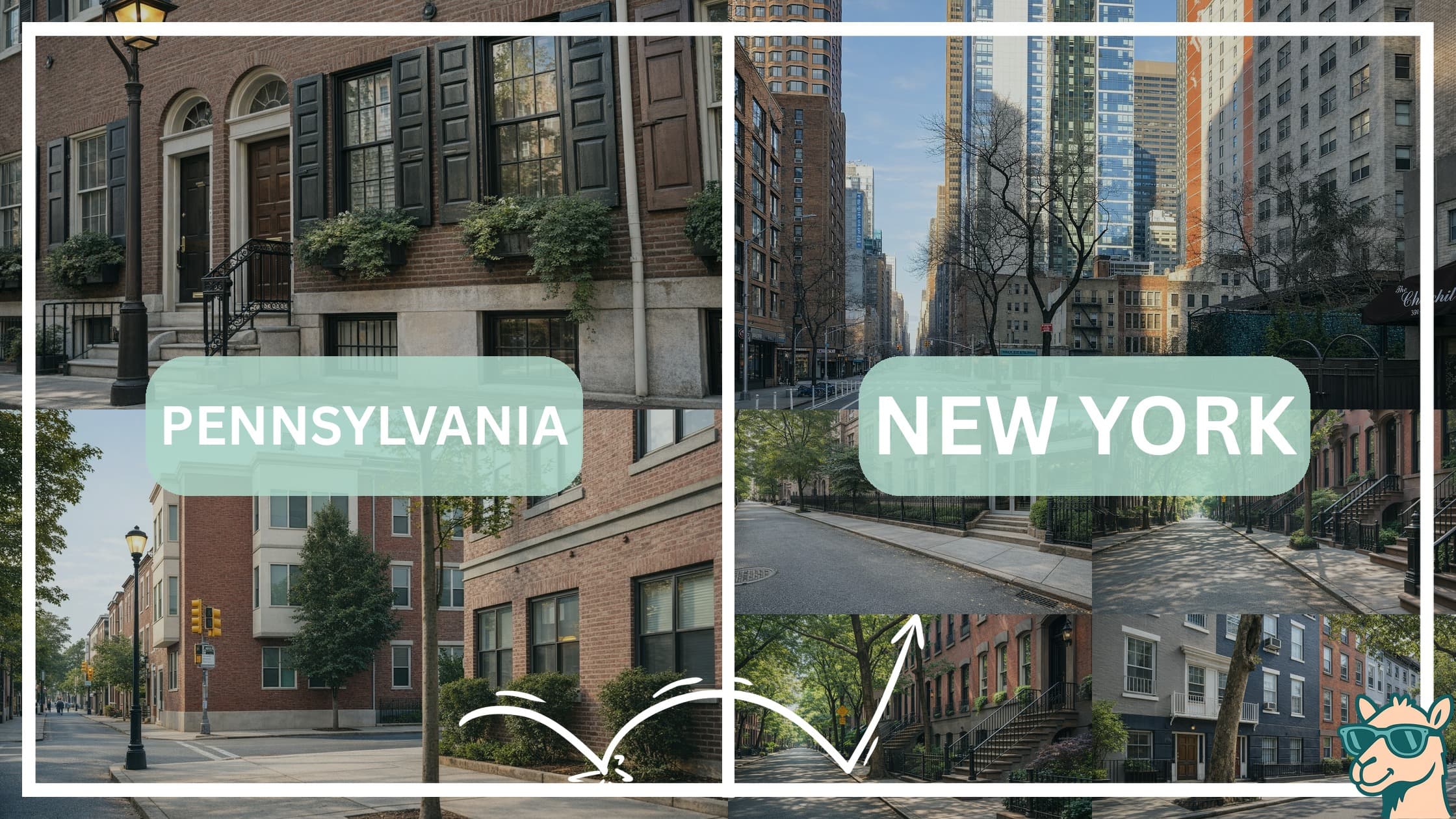 comparison of housing options and types between neighborhoods in Pennsylvania and New York
