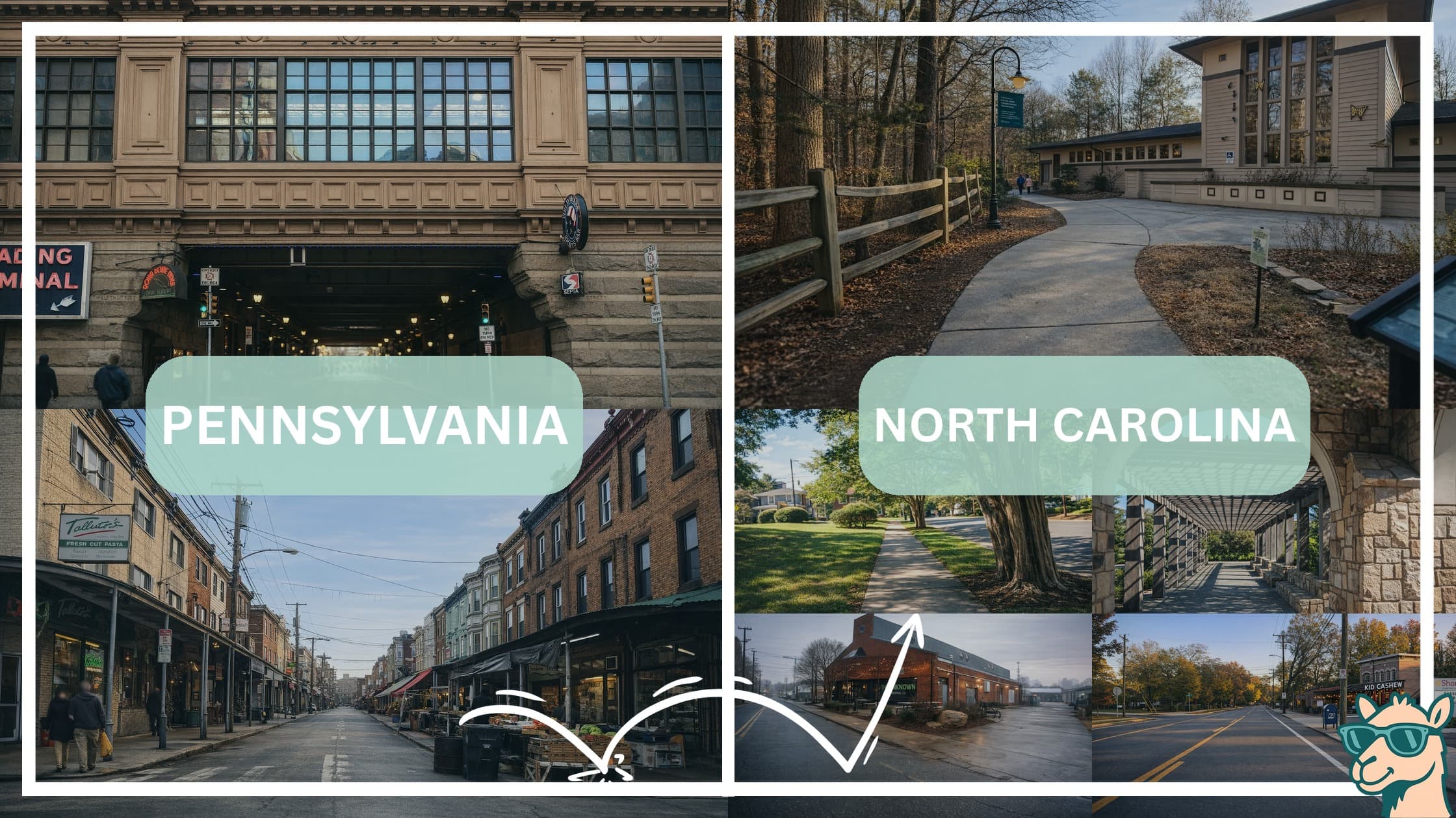 comparison of hotspots between neighborhoods in Pennsylvania and North Carolina