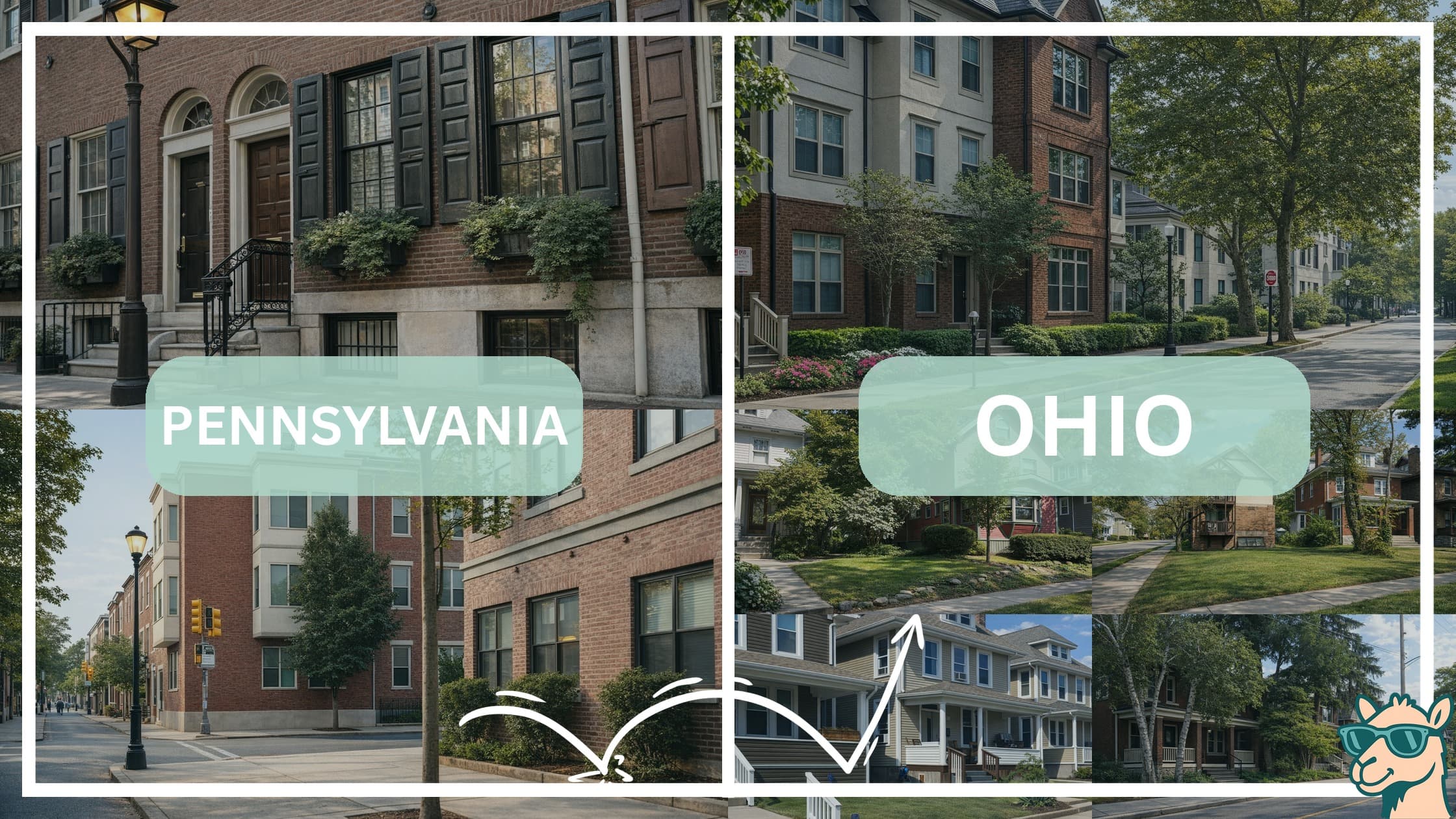 comparison of housing options and types between neighborhoods in Pennsylvania and Ohio