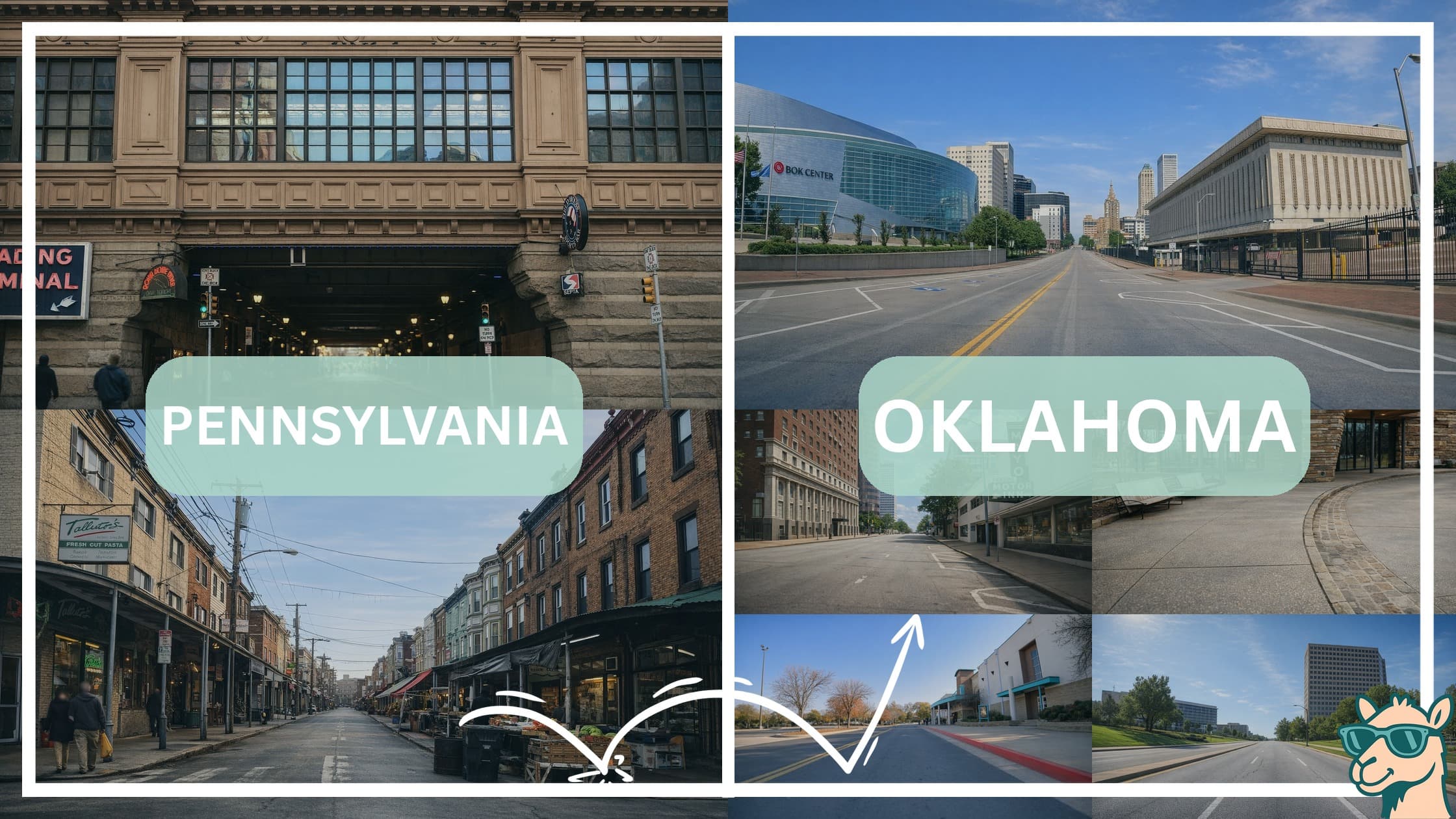 comparison of hotspots between neighborhoods in Pennsylvania and Oklahoma