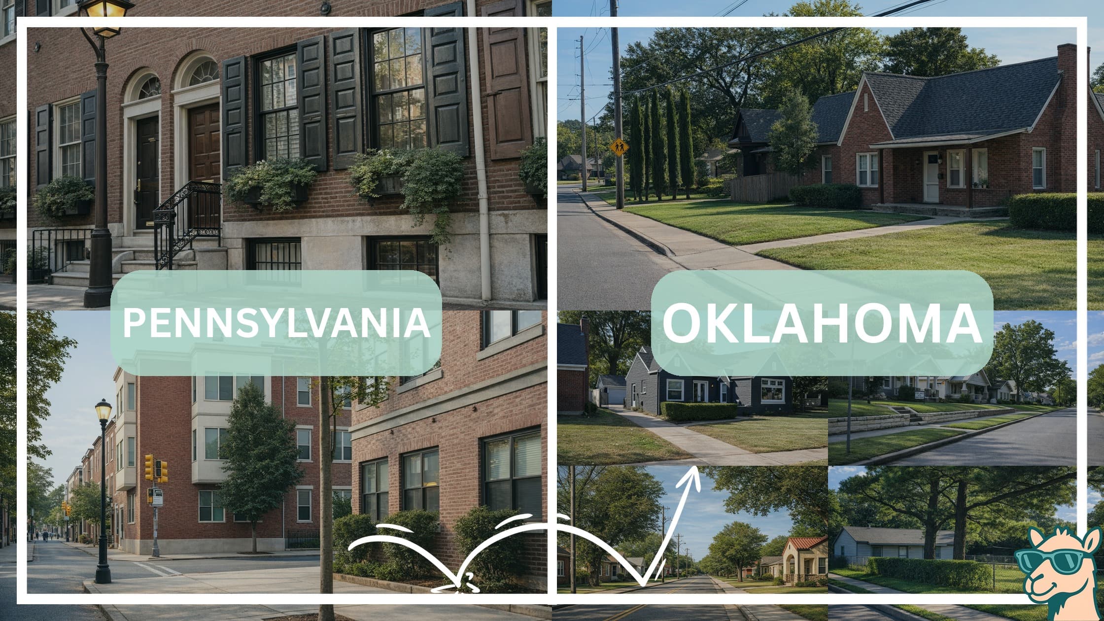 comparison of housing options and types between neighborhoods in Pennsylvania and Oklahoma