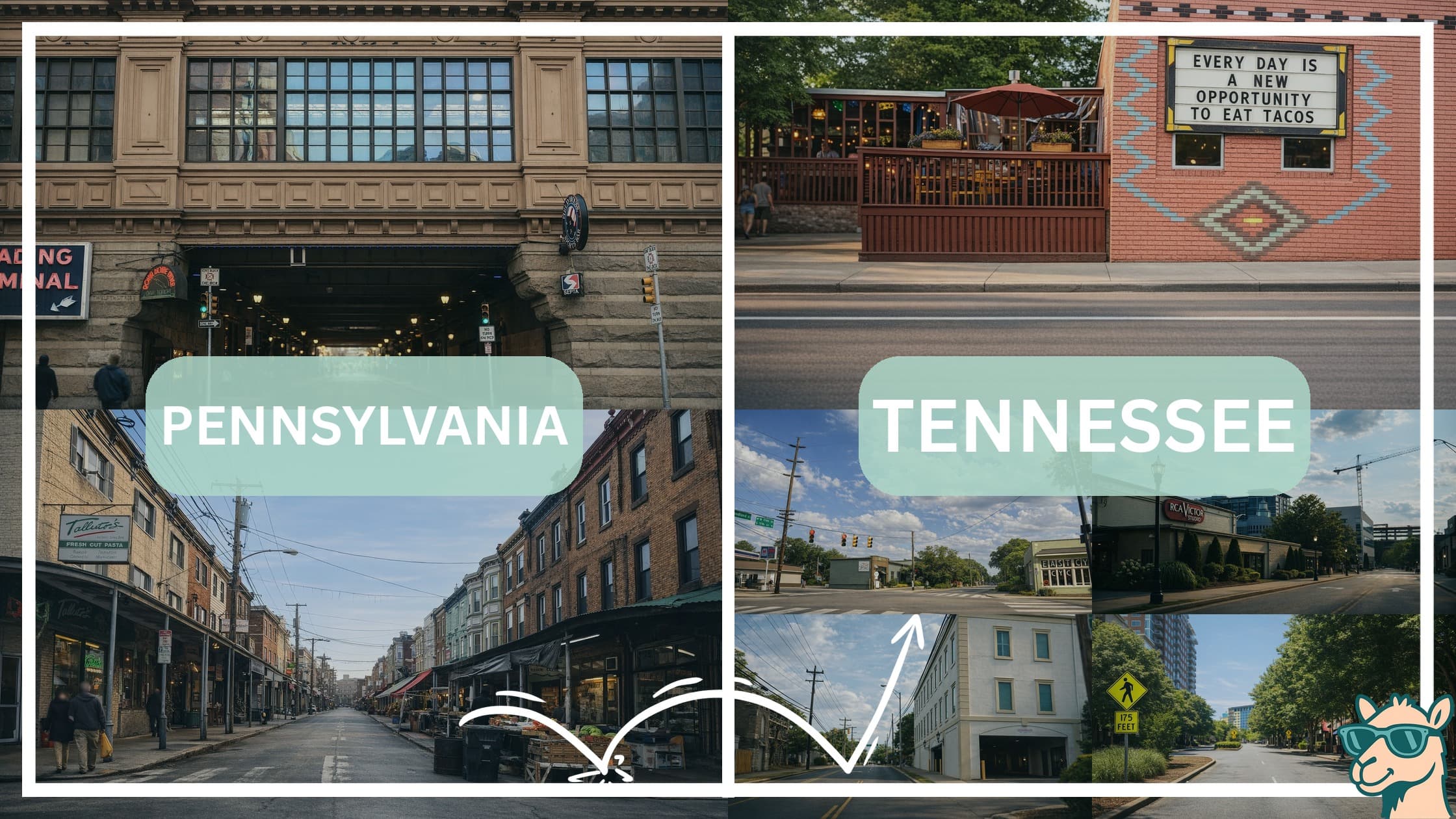 comparison of hotspots between neighborhoods in Pennsylvania and Tennessee