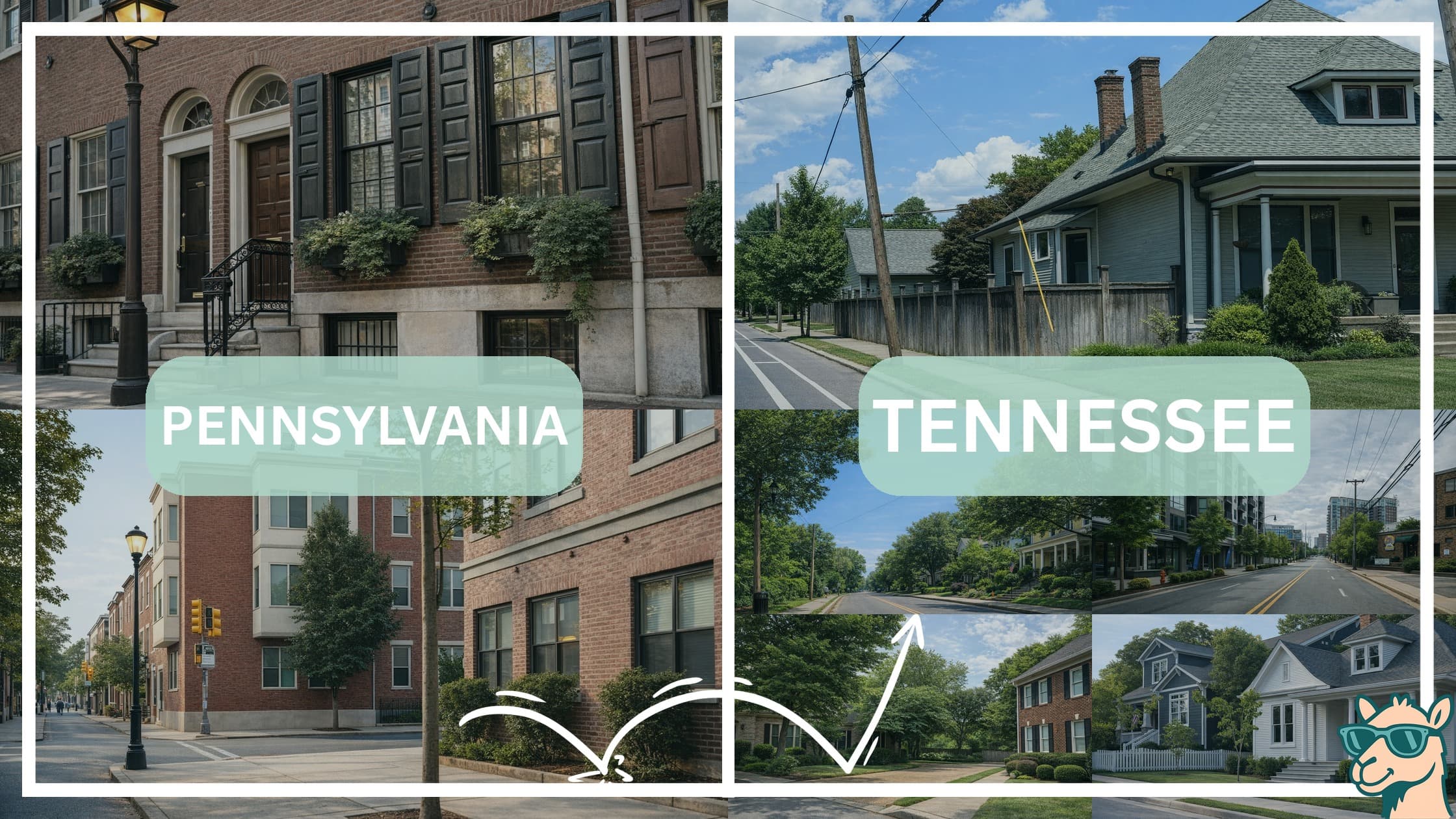 comparison of housing options and types between neighborhoods in Pennsylvania and Tennessee