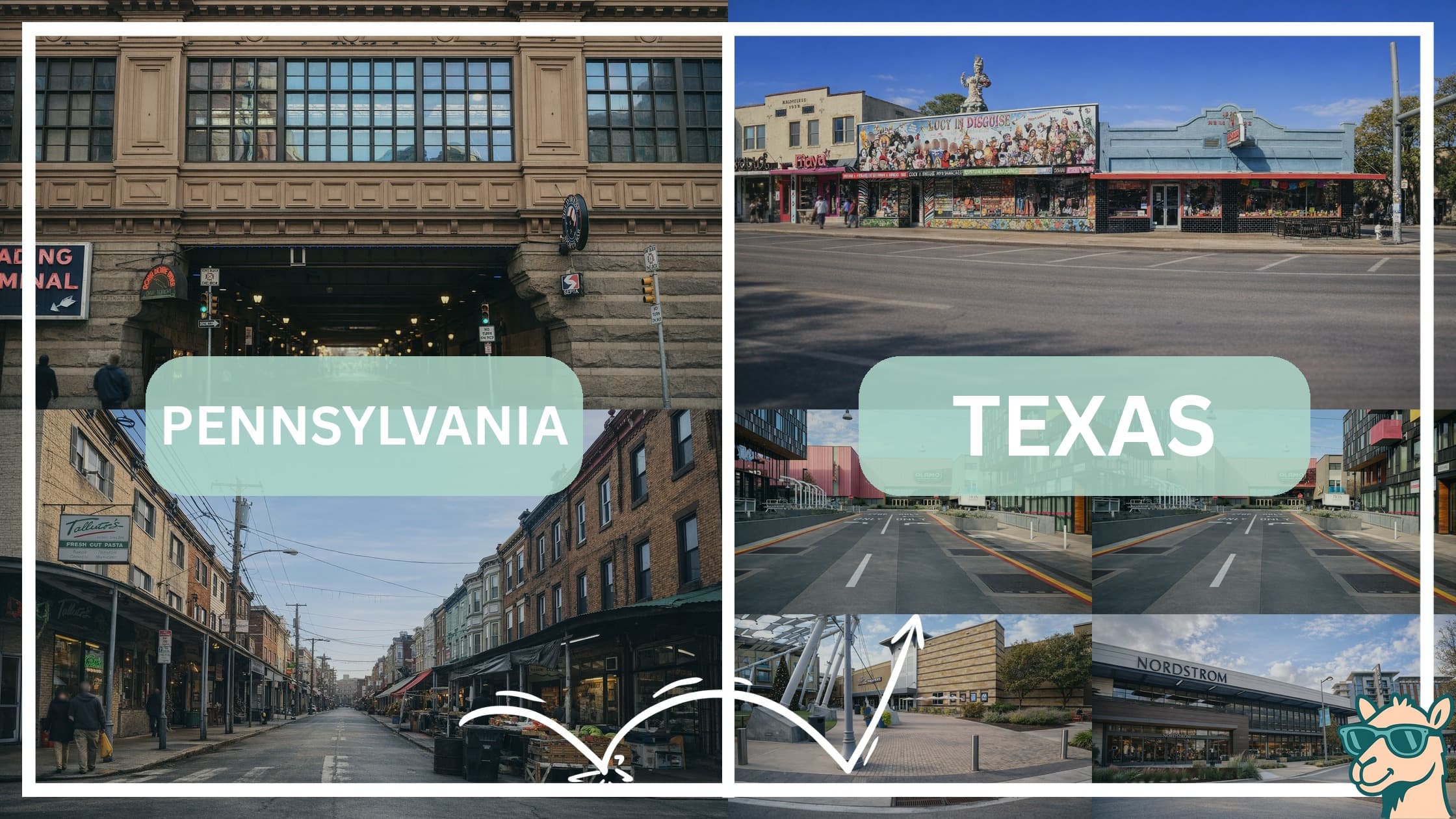 comparison of hotspots between neighborhoods in Pennsylvania and Texas