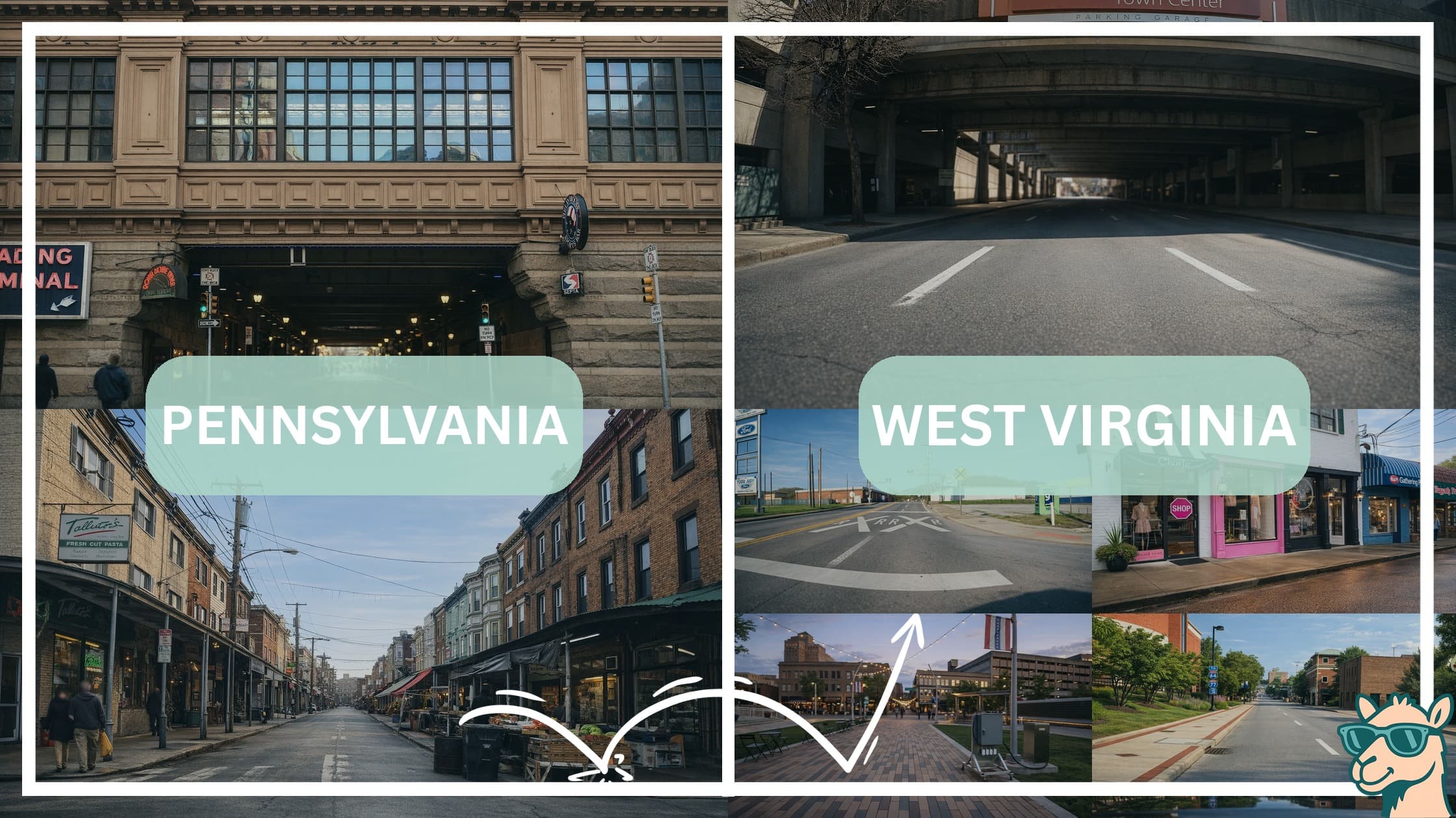 comparison of hotspots between neighborhoods in Pennsylvania and West Virginia