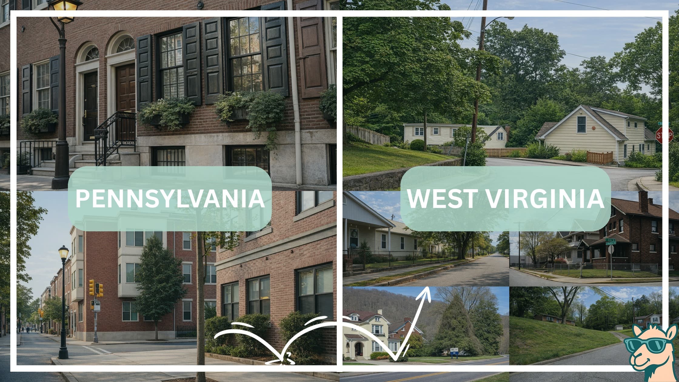 comparison of housing options and types between neighborhoods in Pennsylvania and West Virginia