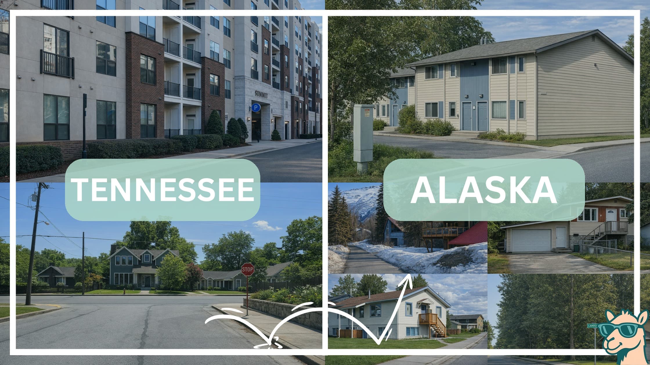 comparison of housing options and types between neighborhoods in Tennessee and Alaska