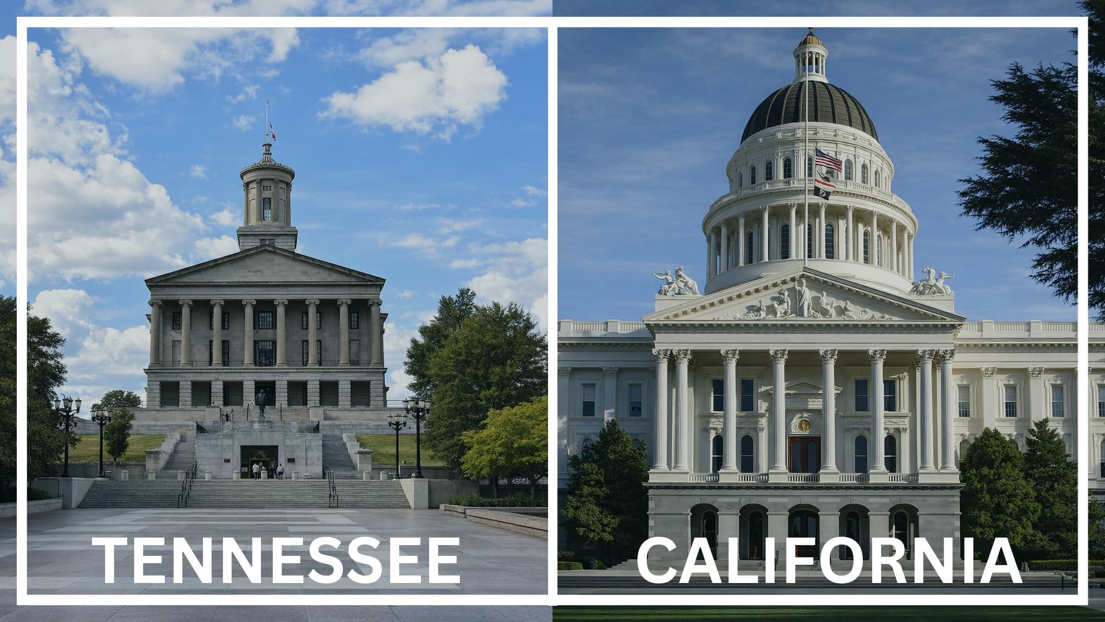 Comparing the state capitol buildings between Tennessee and California.