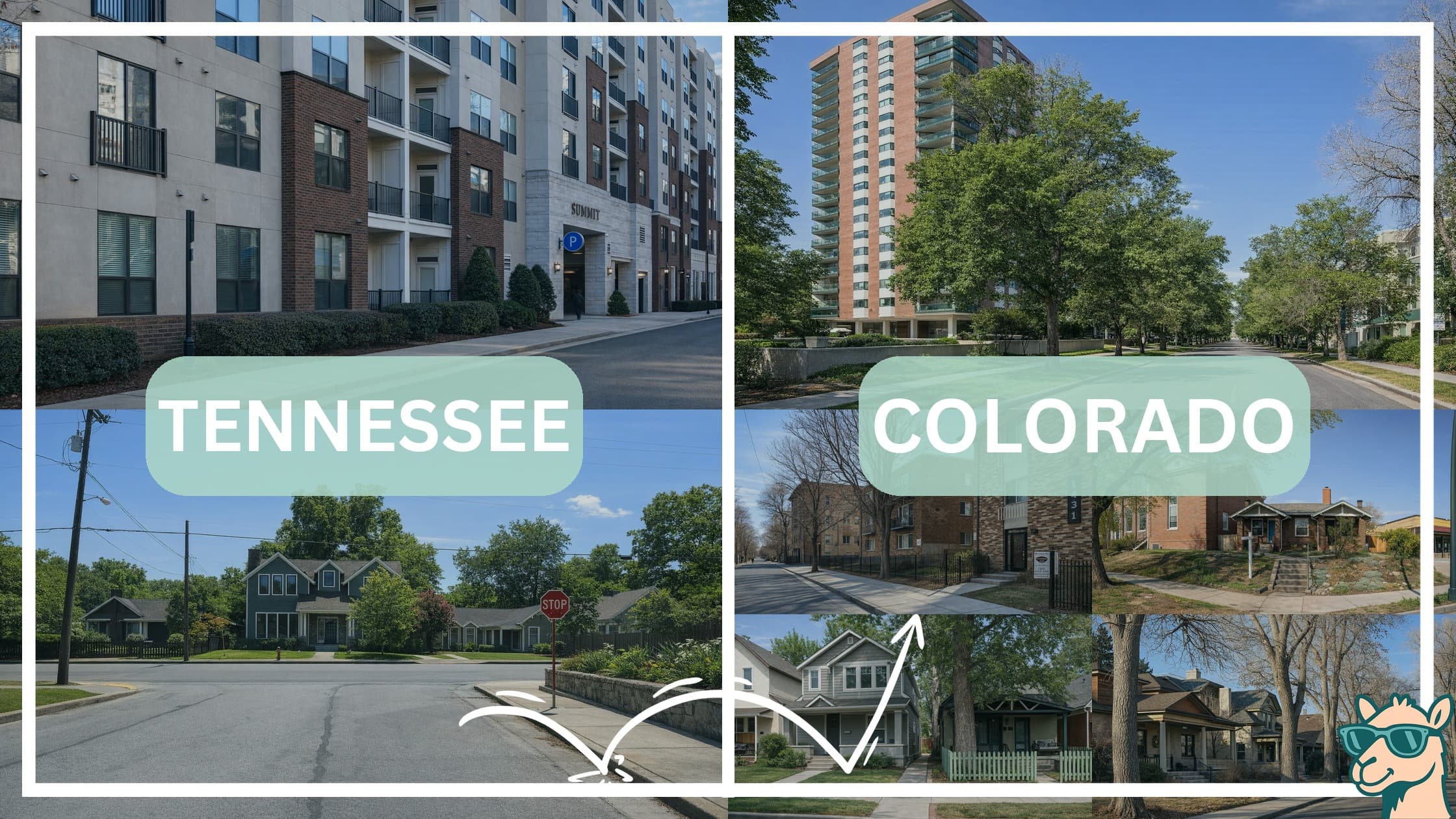 comparison of housing options and types between neighborhoods in Tennessee and Colorado