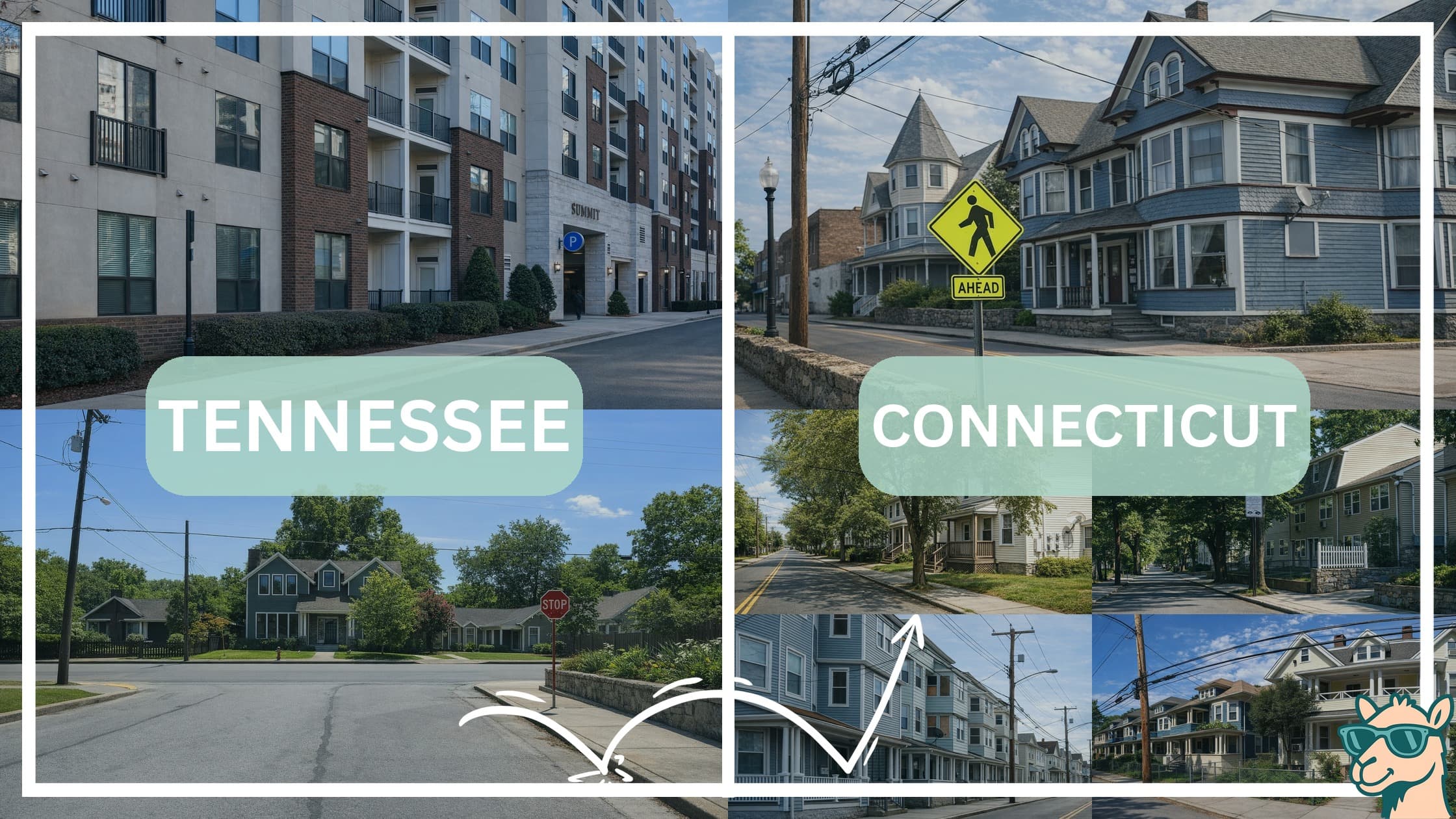 comparison of housing options and types between neighborhoods in Tennessee and Connecticut