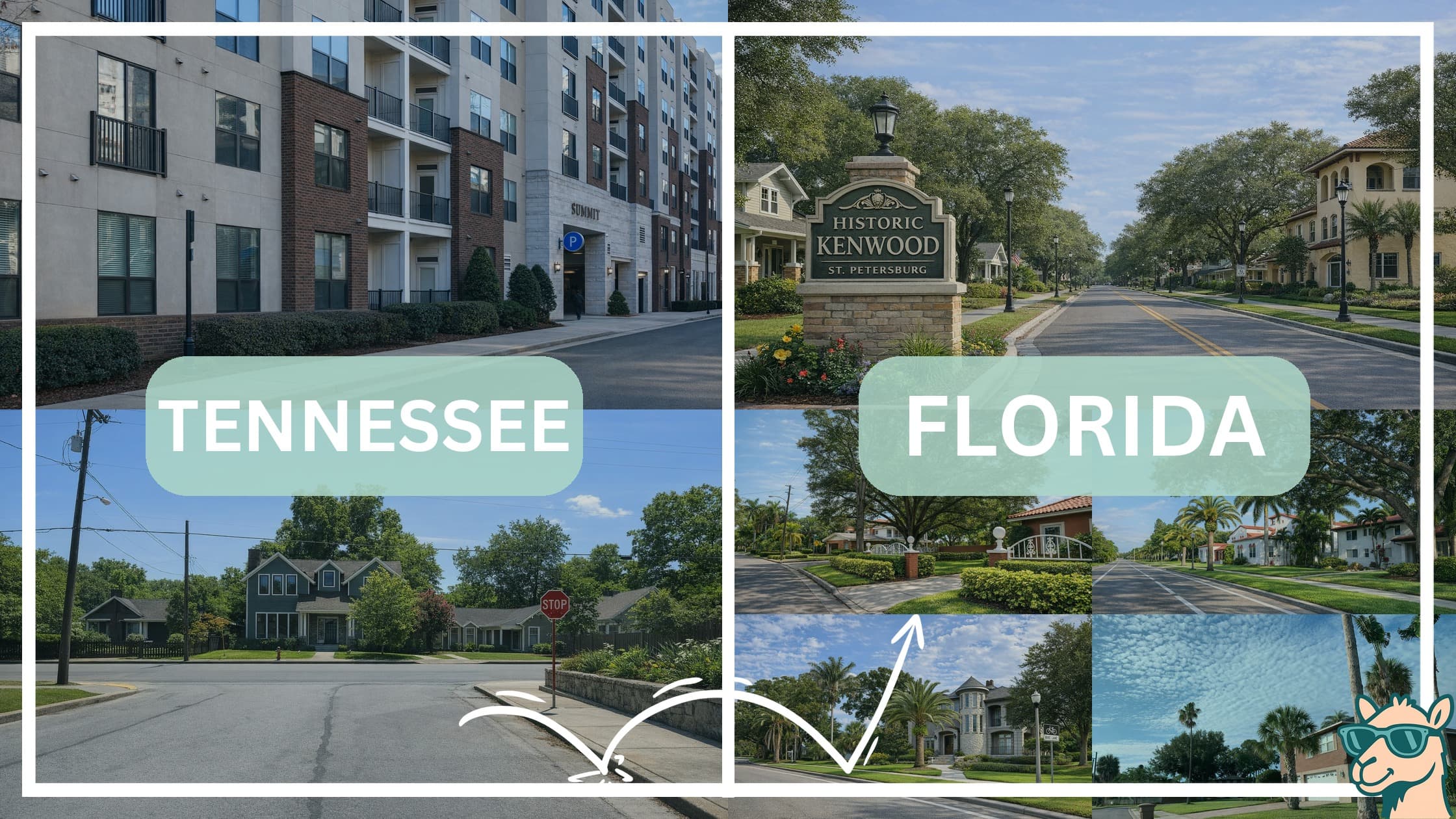 comparison of housing options and types between neighborhoods in Tennessee and Florida