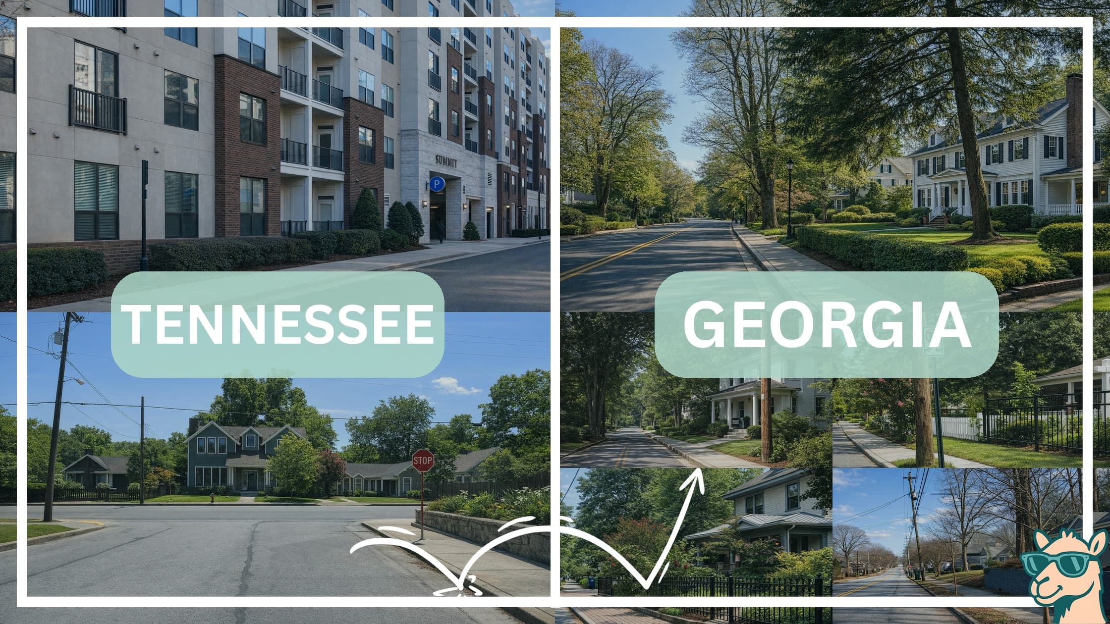 comparison of housing options and types between neighborhoods in Tennessee and Georgia