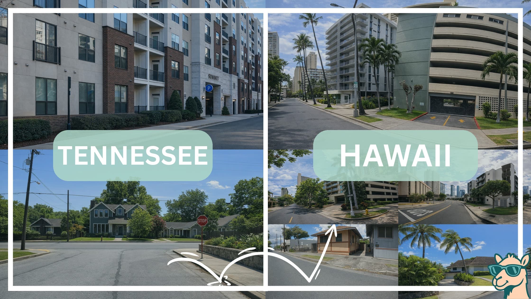 comparison of housing options and types between neighborhoods in Tennessee and Hawaii