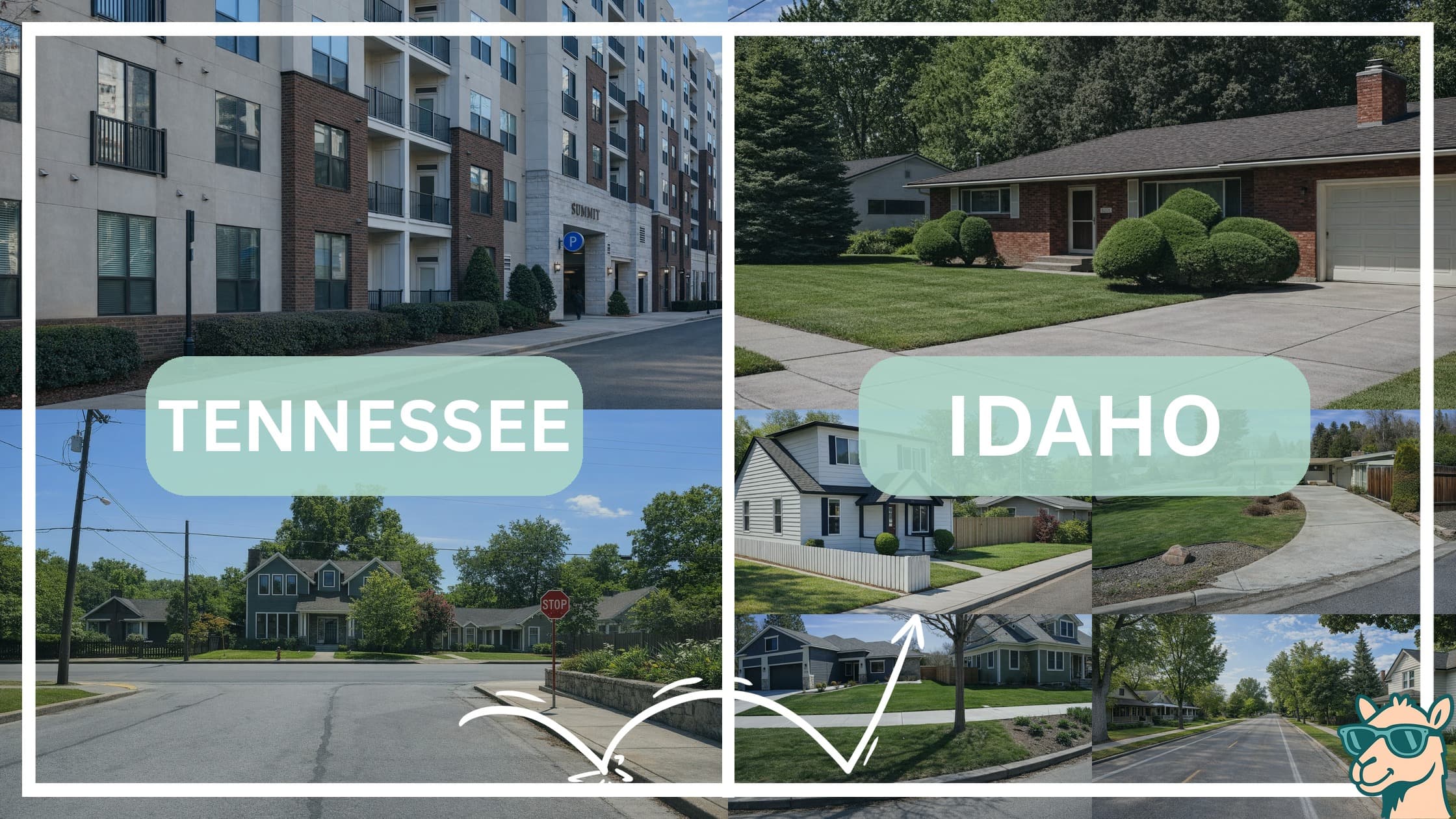 comparison of housing options and types between neighborhoods in Tennessee and Idaho