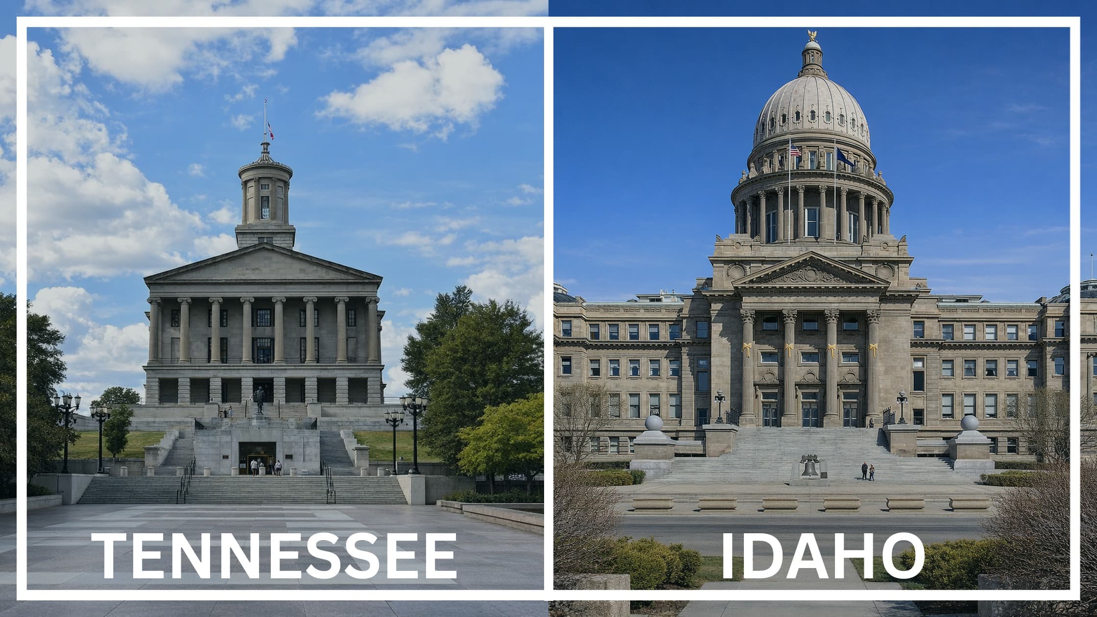 Comparing the state capitol buildings between Tennessee and Idaho.