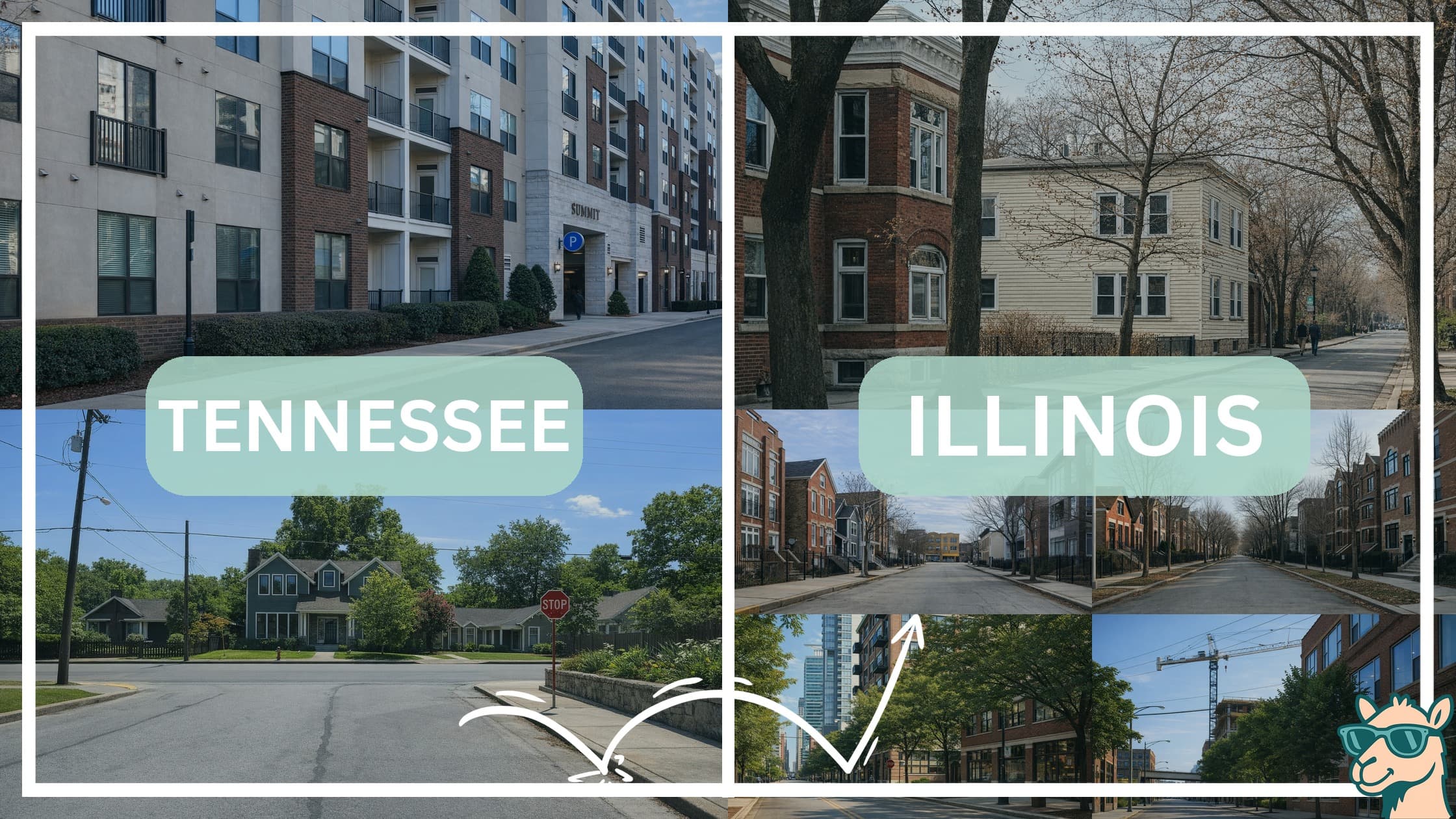 comparison of housing options and types between neighborhoods in Tennessee and Illinois