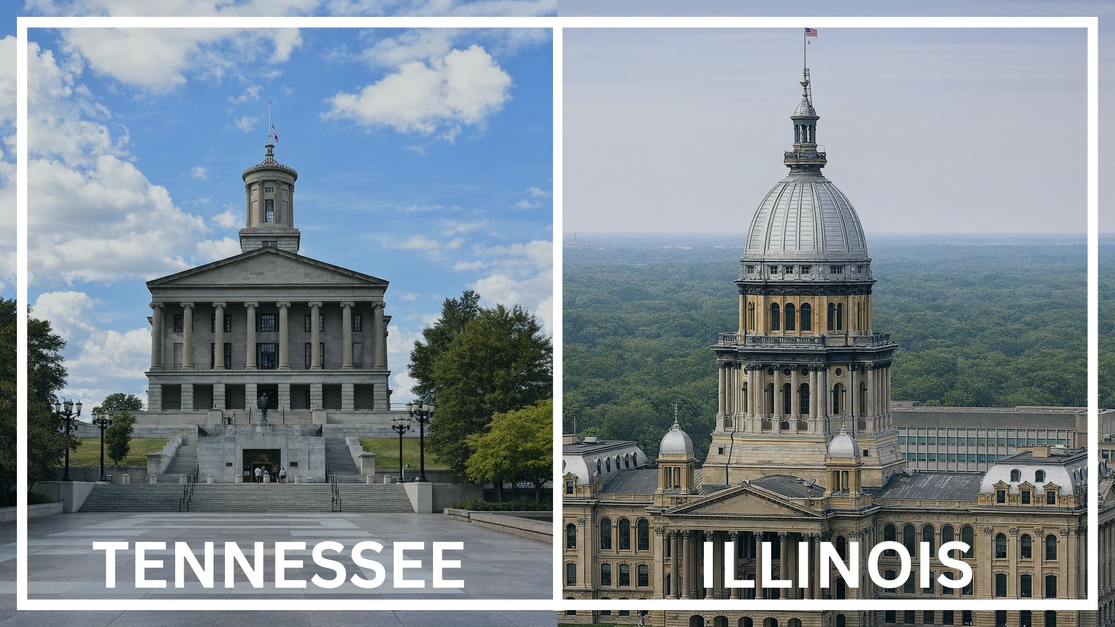 Comparing the state capitol buildings between Tennessee and Illinois.