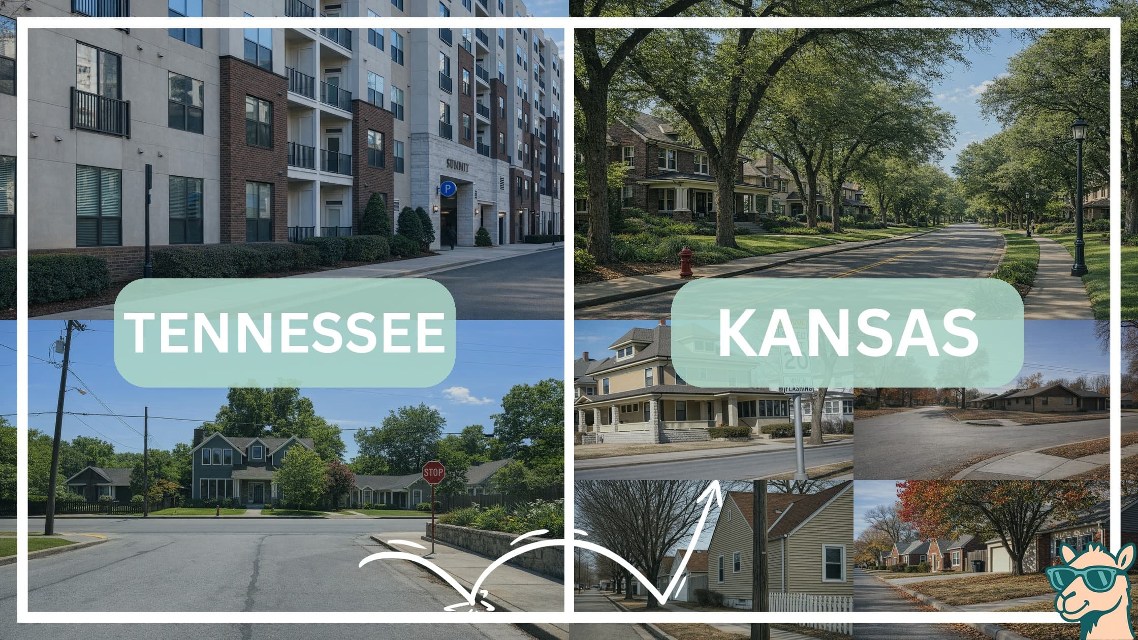 comparison of housing options and types between neighborhoods in Tennessee and Kansas
