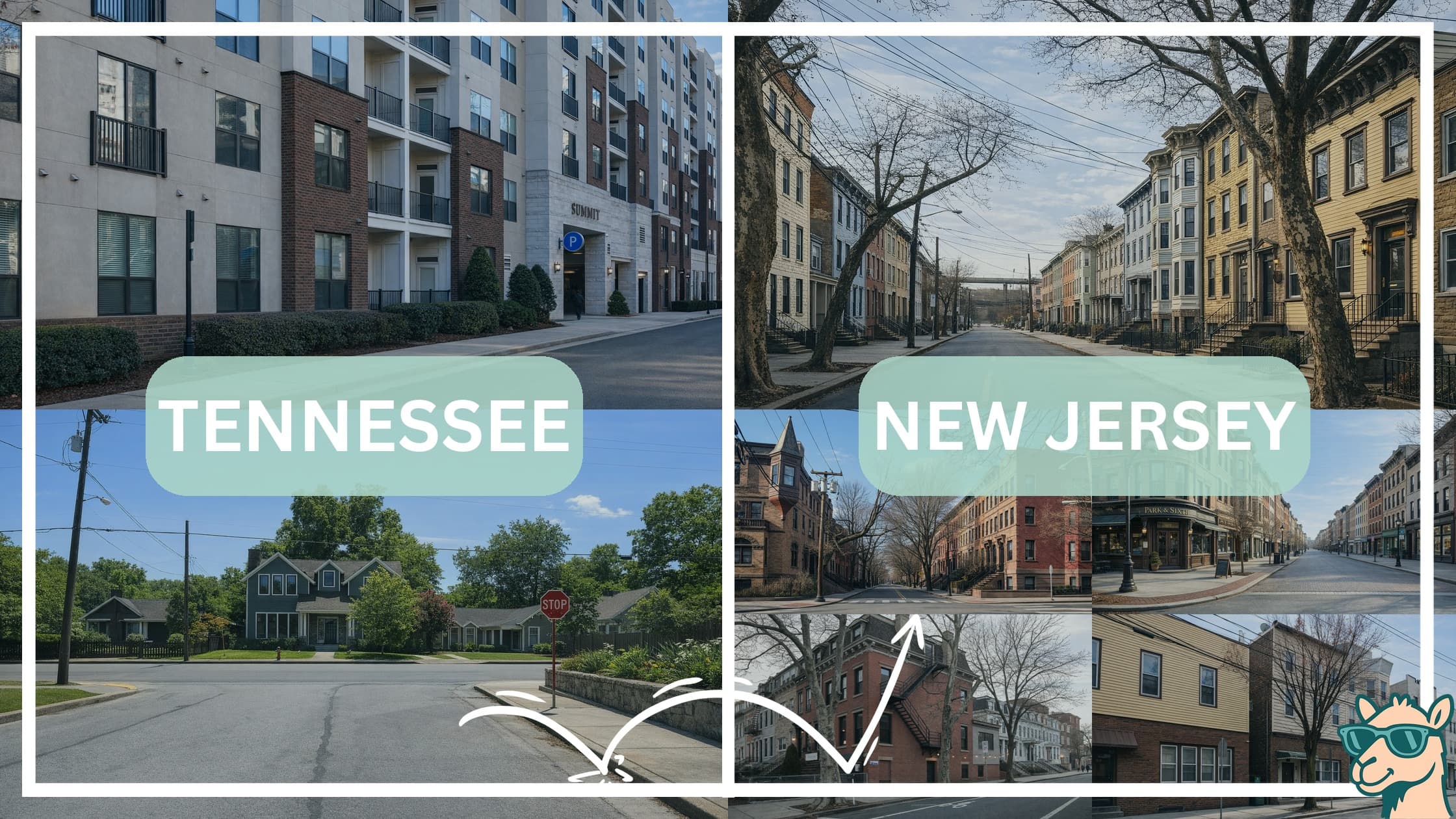 comparison of housing options and types between neighborhoods in Tennessee and New Jersey