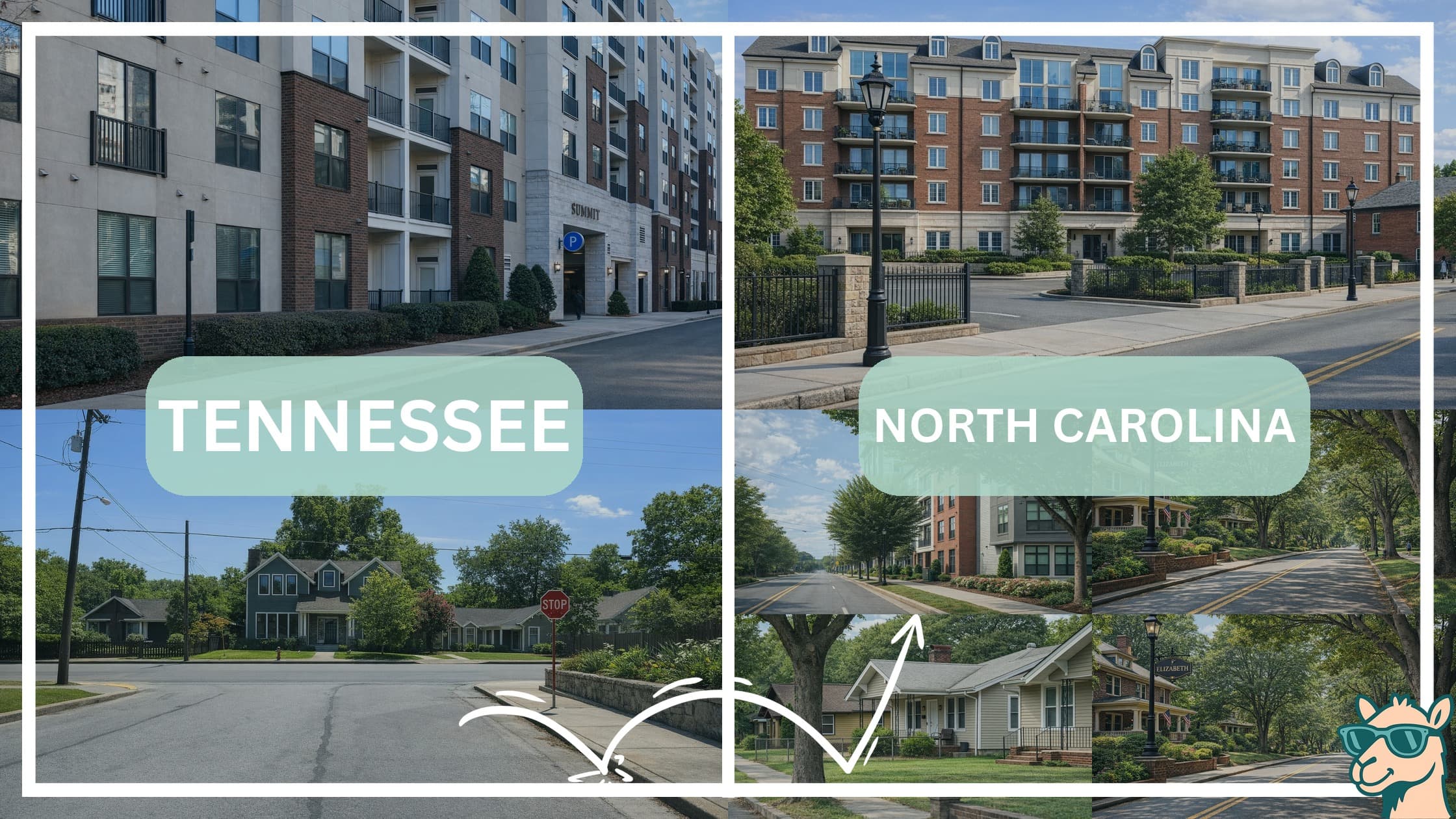 comparison of housing options and types between neighborhoods in Tennessee and North Carolina