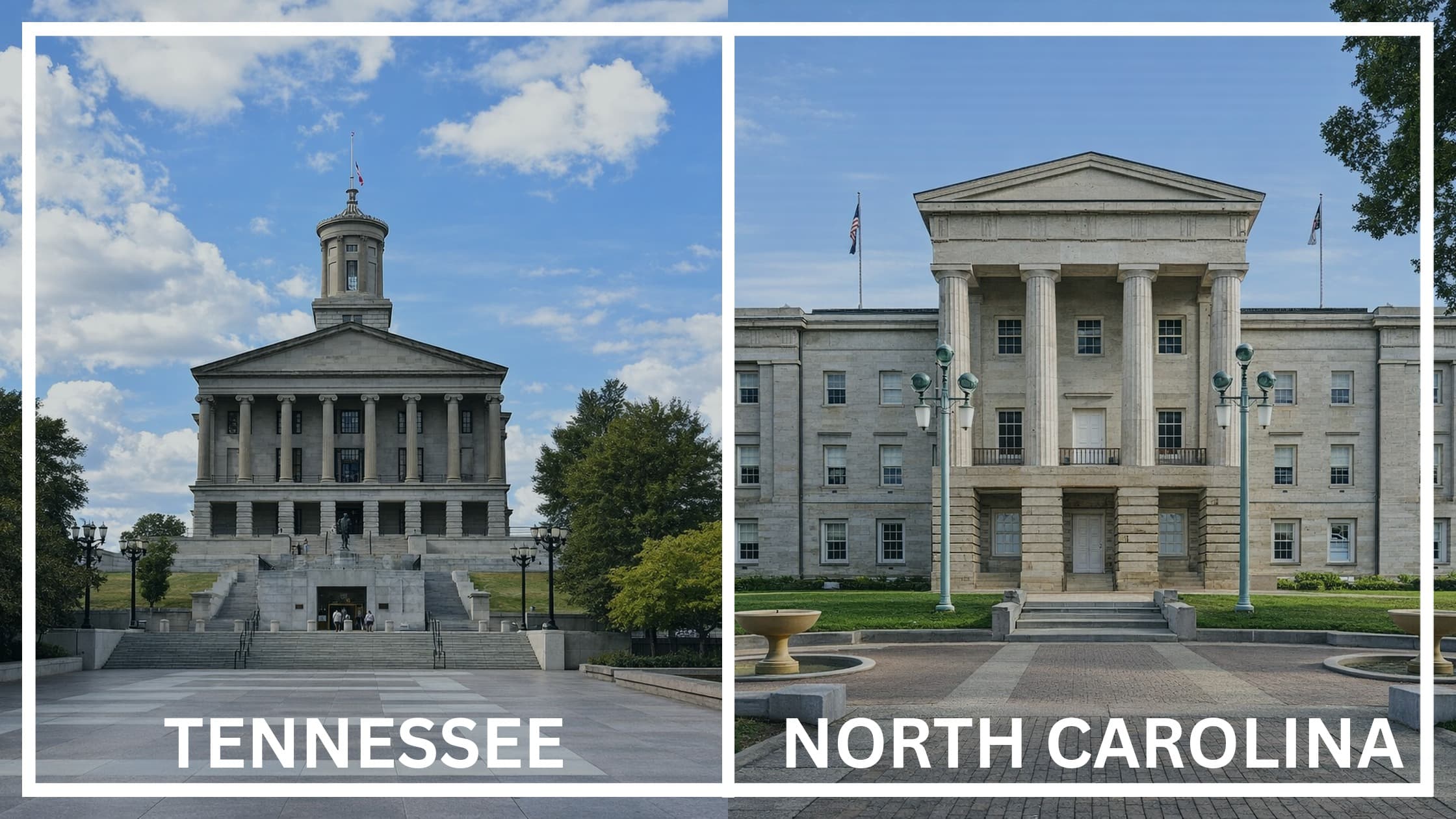 Comparing the state capitol buildings between Tennessee and North Carolina.