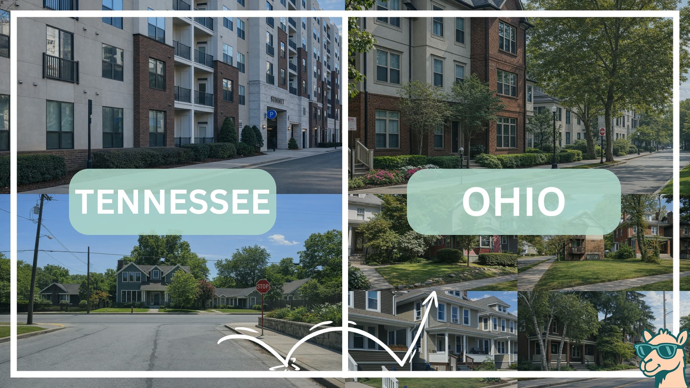 comparison of housing options and types between neighborhoods in Tennessee and Ohio